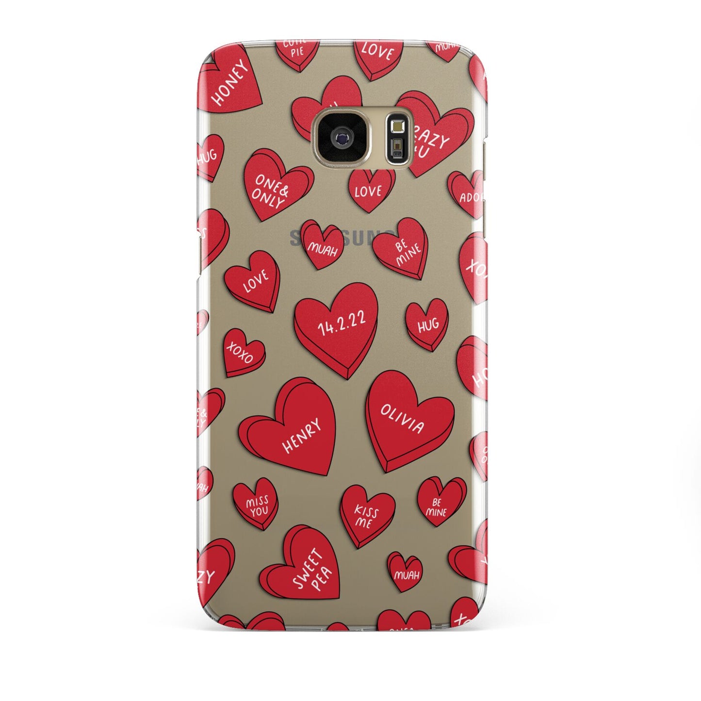 Red Hearts Couples Personalised Samsung Galaxy S7 Edge Case