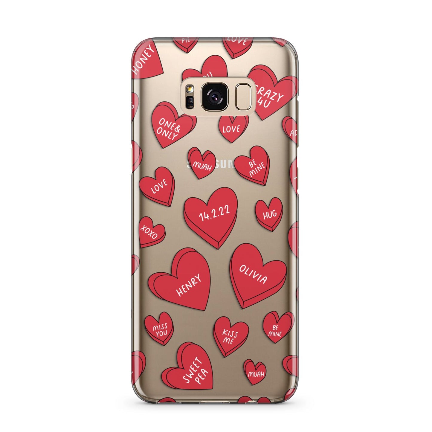 Red Hearts Couples Personalised Samsung Galaxy S8 Plus Case