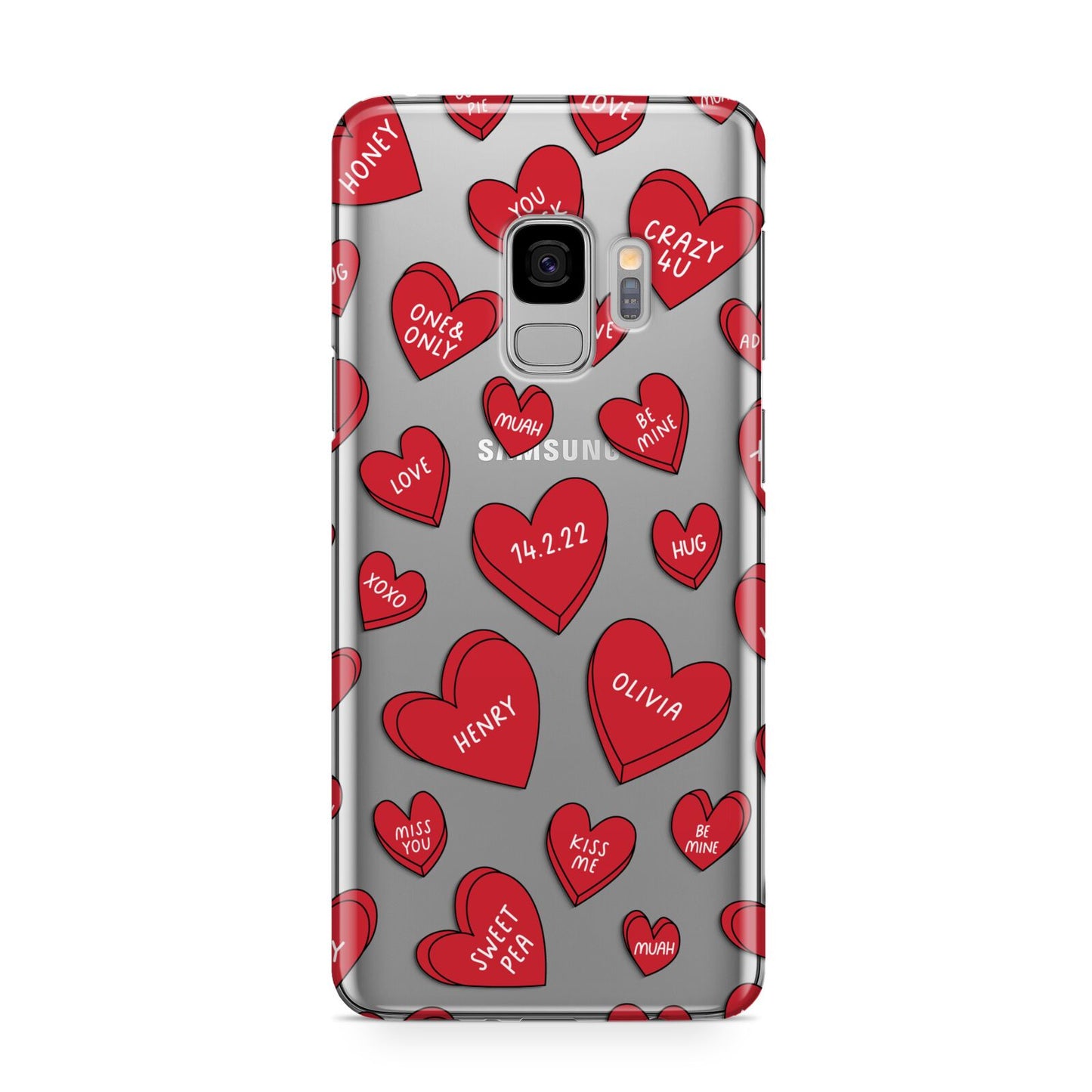 Red Hearts Couples Personalised Samsung Galaxy S9 Case