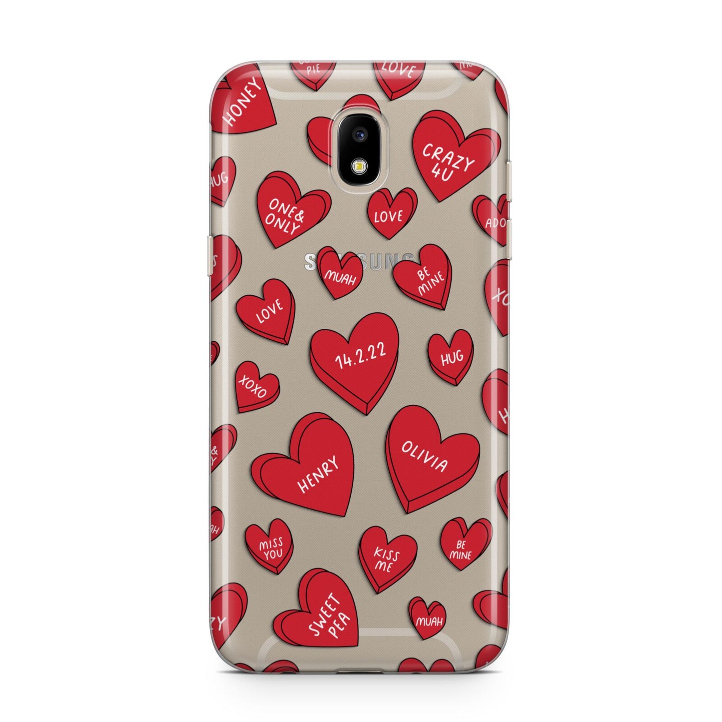 Red Hearts Couples Personalised Samsung J5 2017 Case