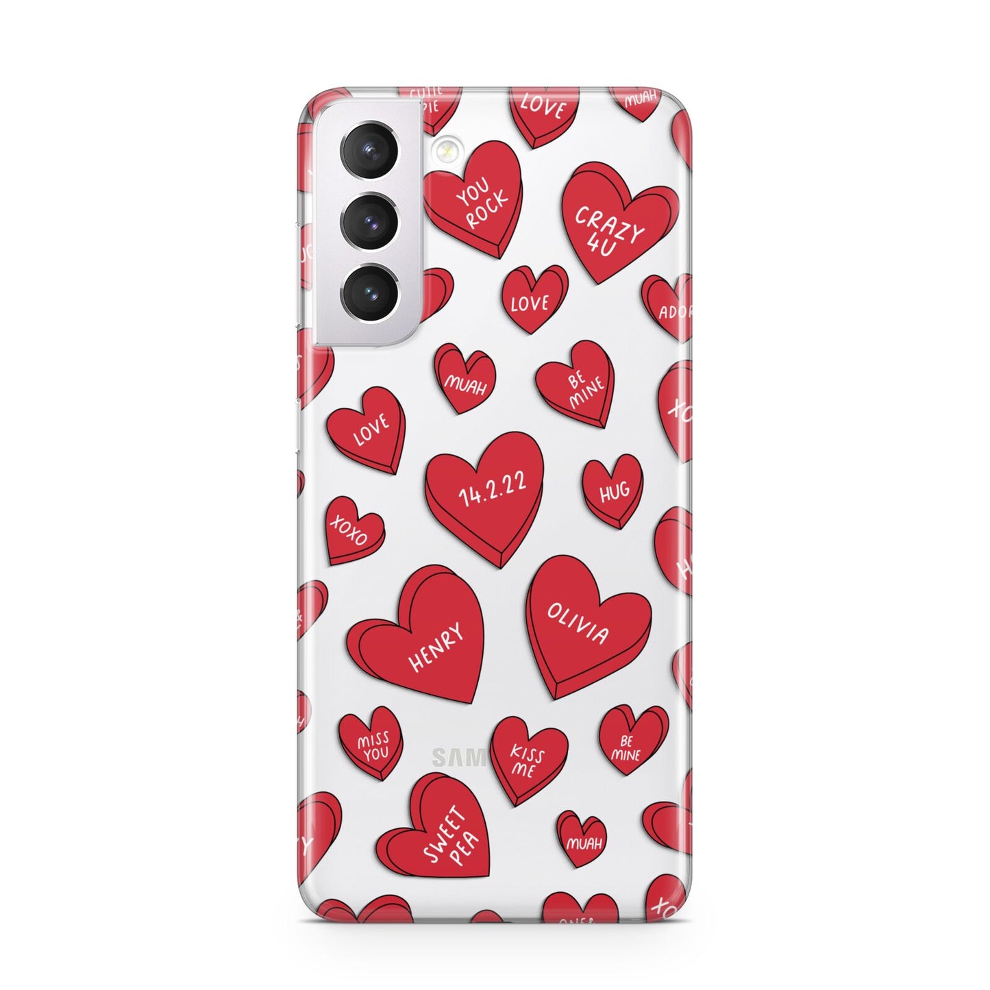 Red Hearts Couples Personalised Samsung S21 Case