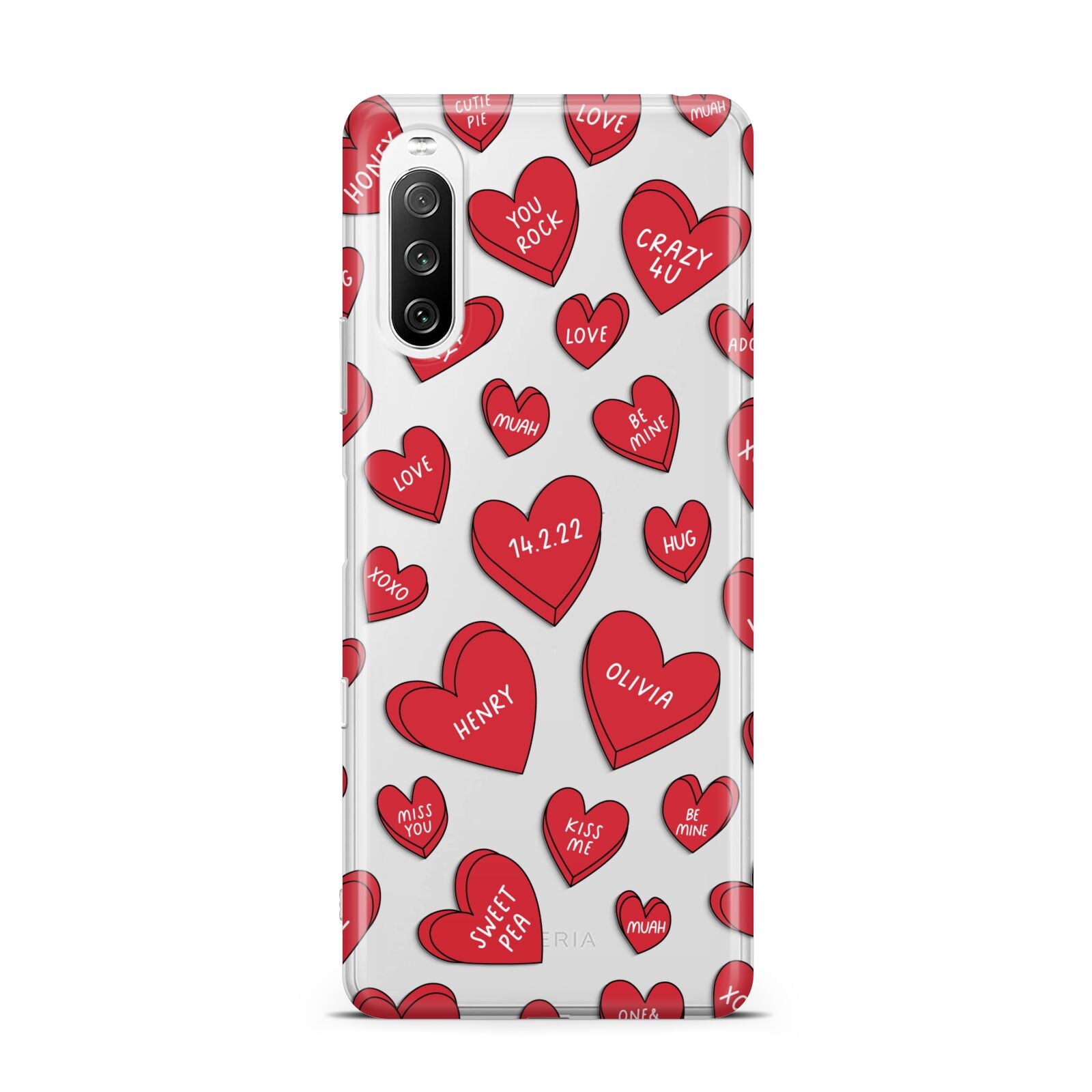 Red Hearts Couples Personalised Sony Xperia 10 III Case