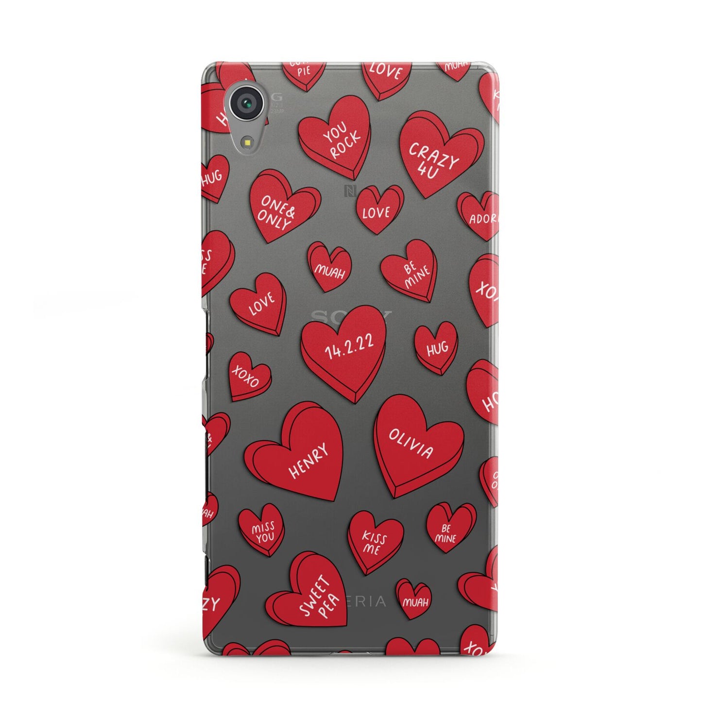 Red Hearts Couples Personalised Sony Xperia Case