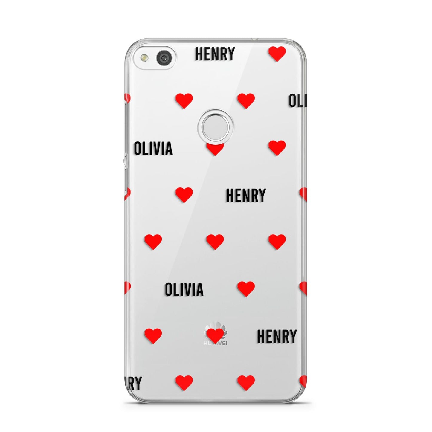 Red Hearts with Couple s Names Huawei P8 Lite Case