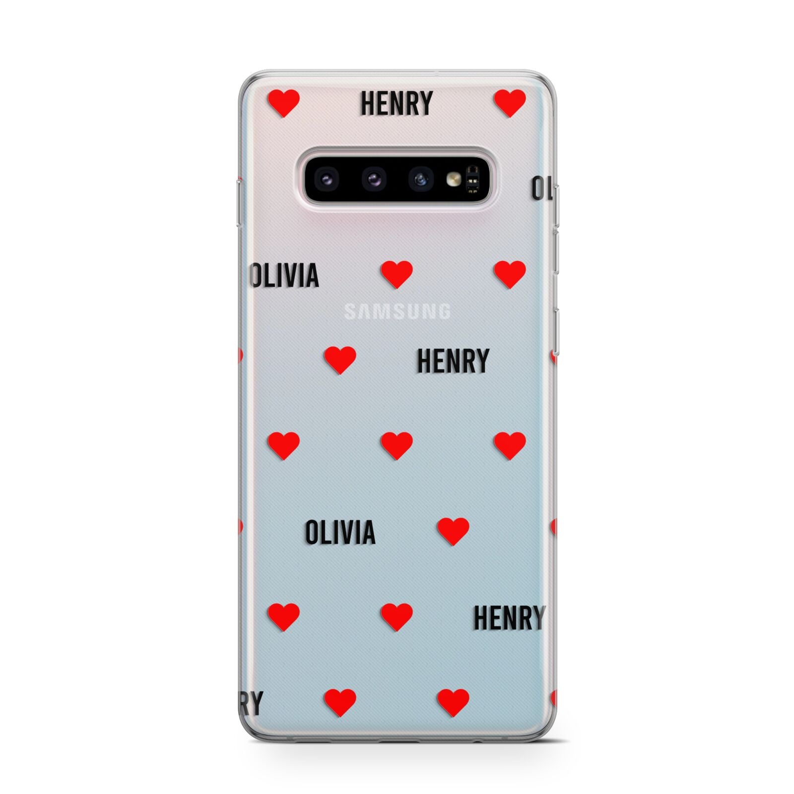 Red Hearts with Couple s Names Protective Samsung Galaxy Case