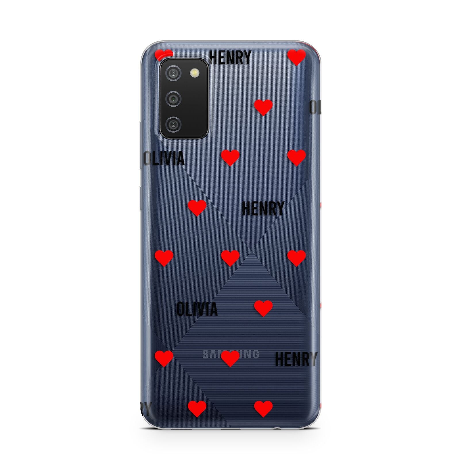 Red Hearts with Couple s Names Samsung A02s Case