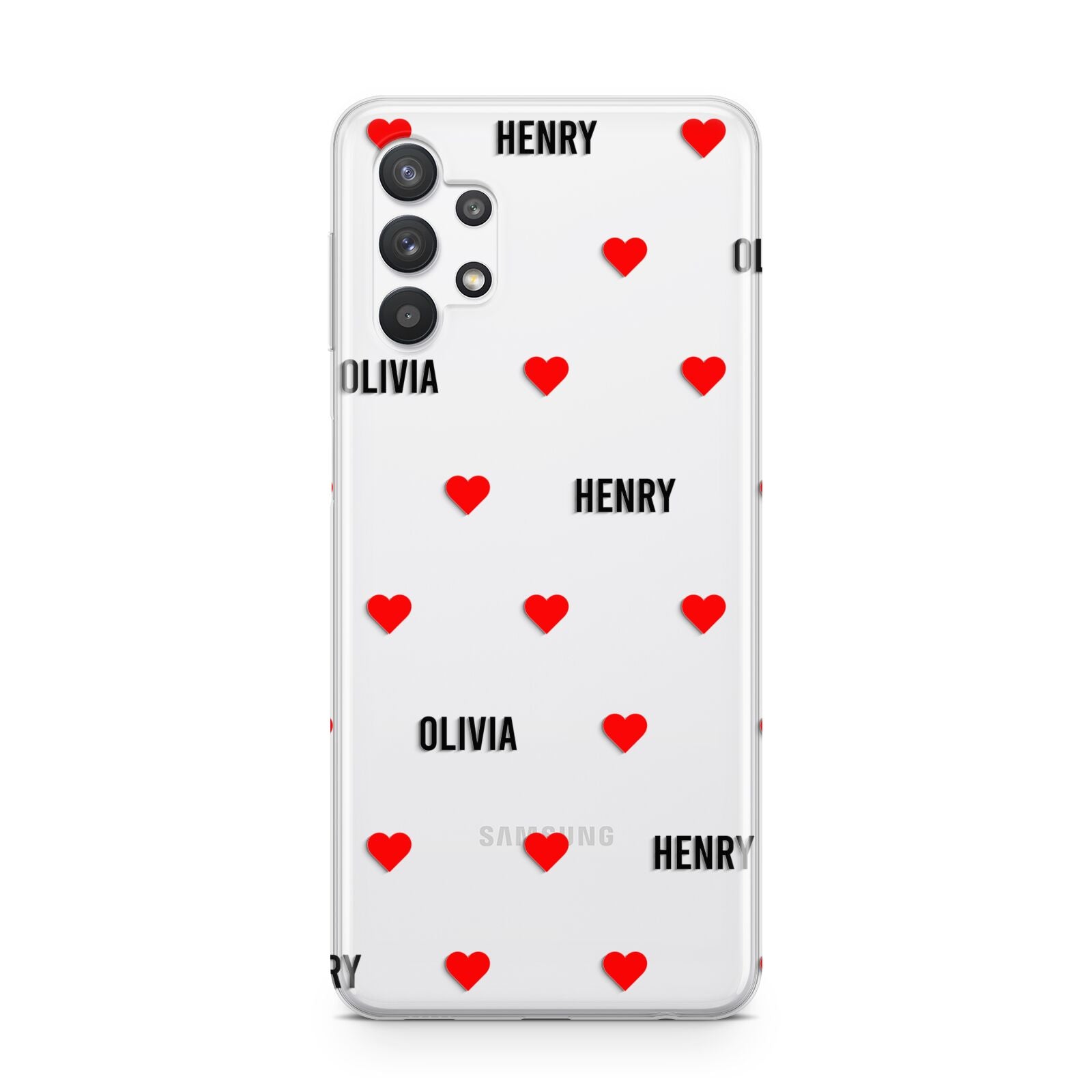 Red Hearts with Couple s Names Samsung A32 5G Case