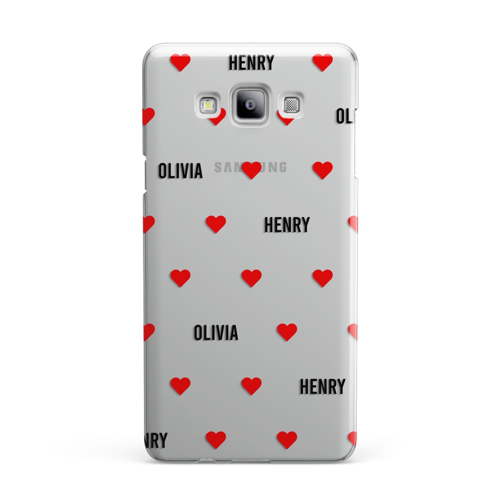 Red Hearts with Couple s Names Samsung Galaxy A7 2015 Case