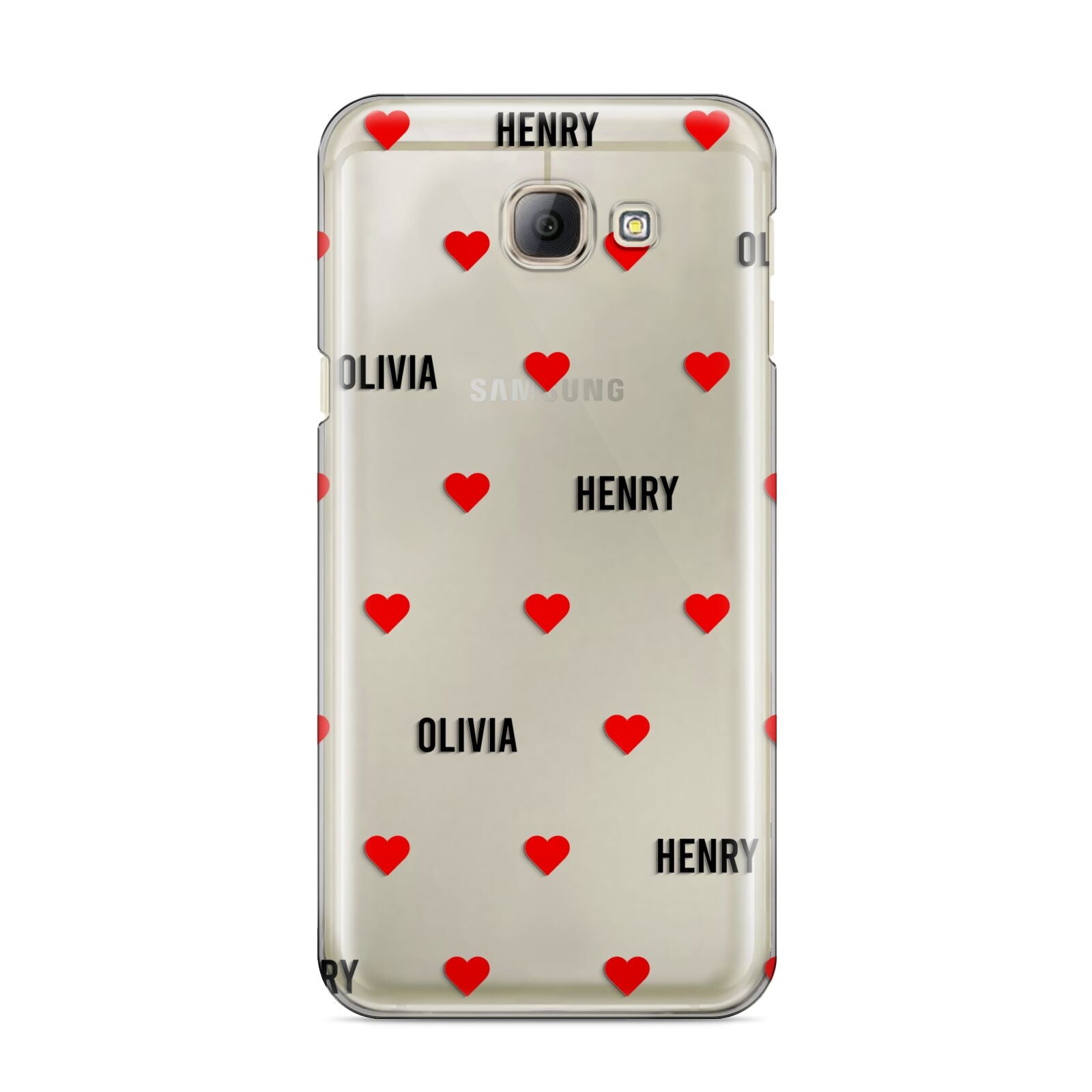 Red Hearts with Couple s Names Samsung Galaxy A8 2016 Case