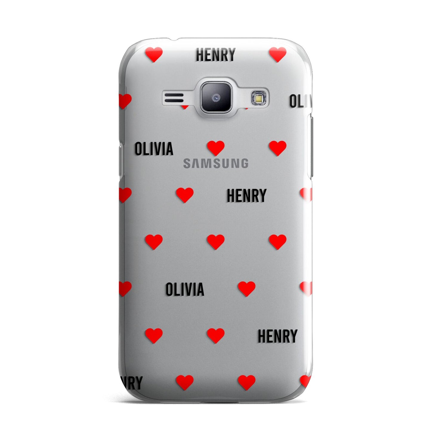 Red Hearts with Couple s Names Samsung Galaxy J1 2015 Case