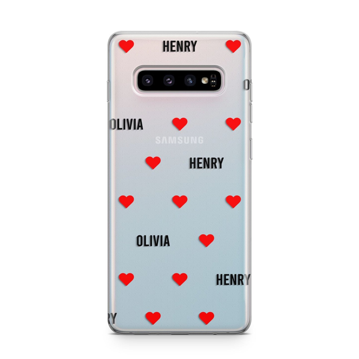 Red Hearts with Couple s Names Samsung Galaxy S10 Plus Case