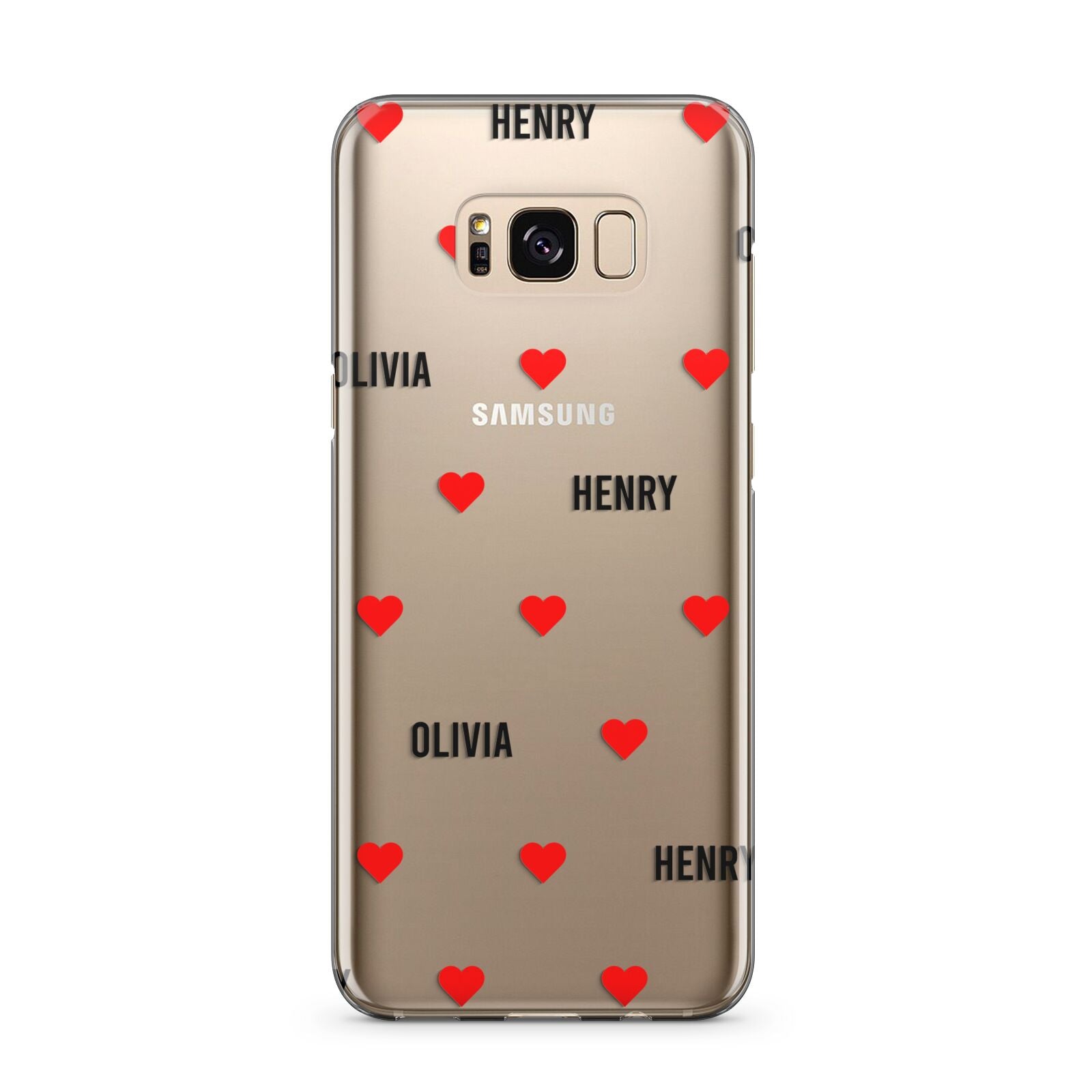 Red Hearts with Couple s Names Samsung Galaxy S8 Plus Case