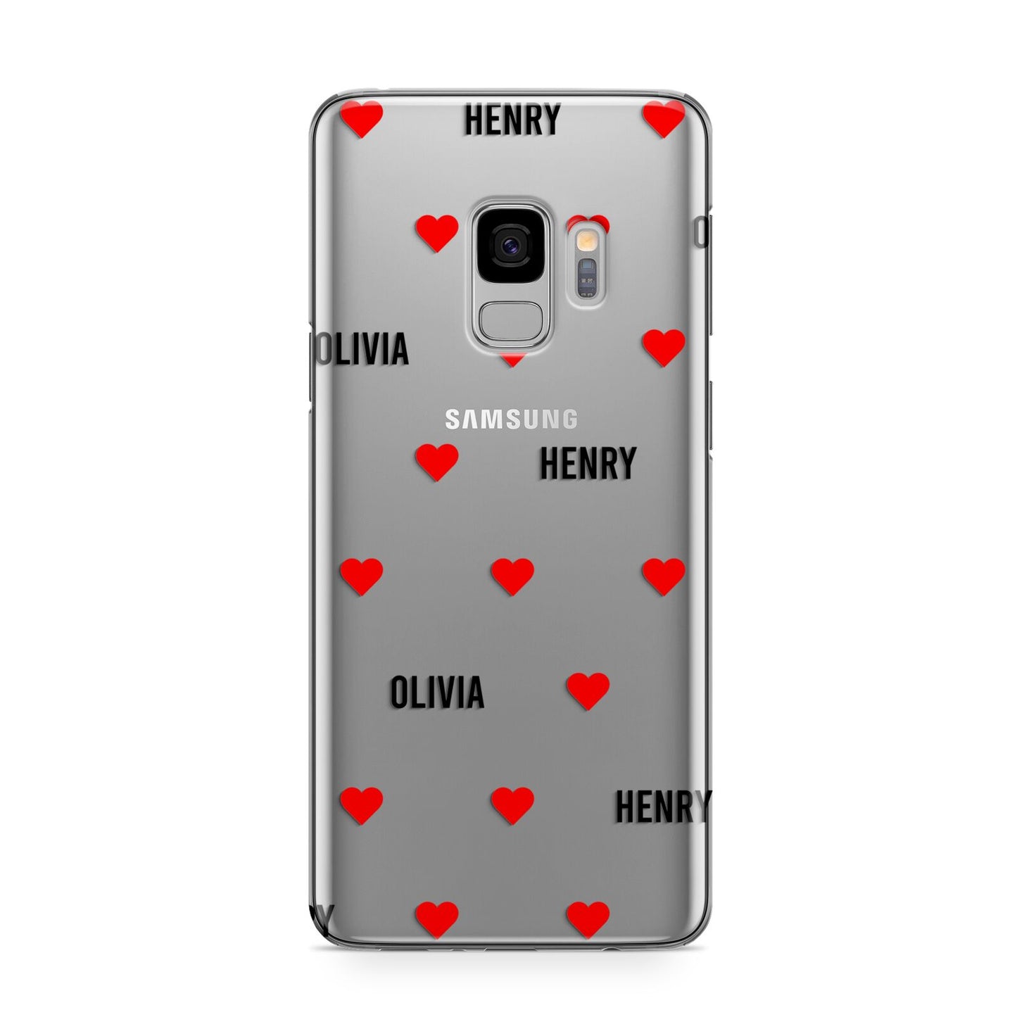 Red Hearts with Couple s Names Samsung Galaxy S9 Case