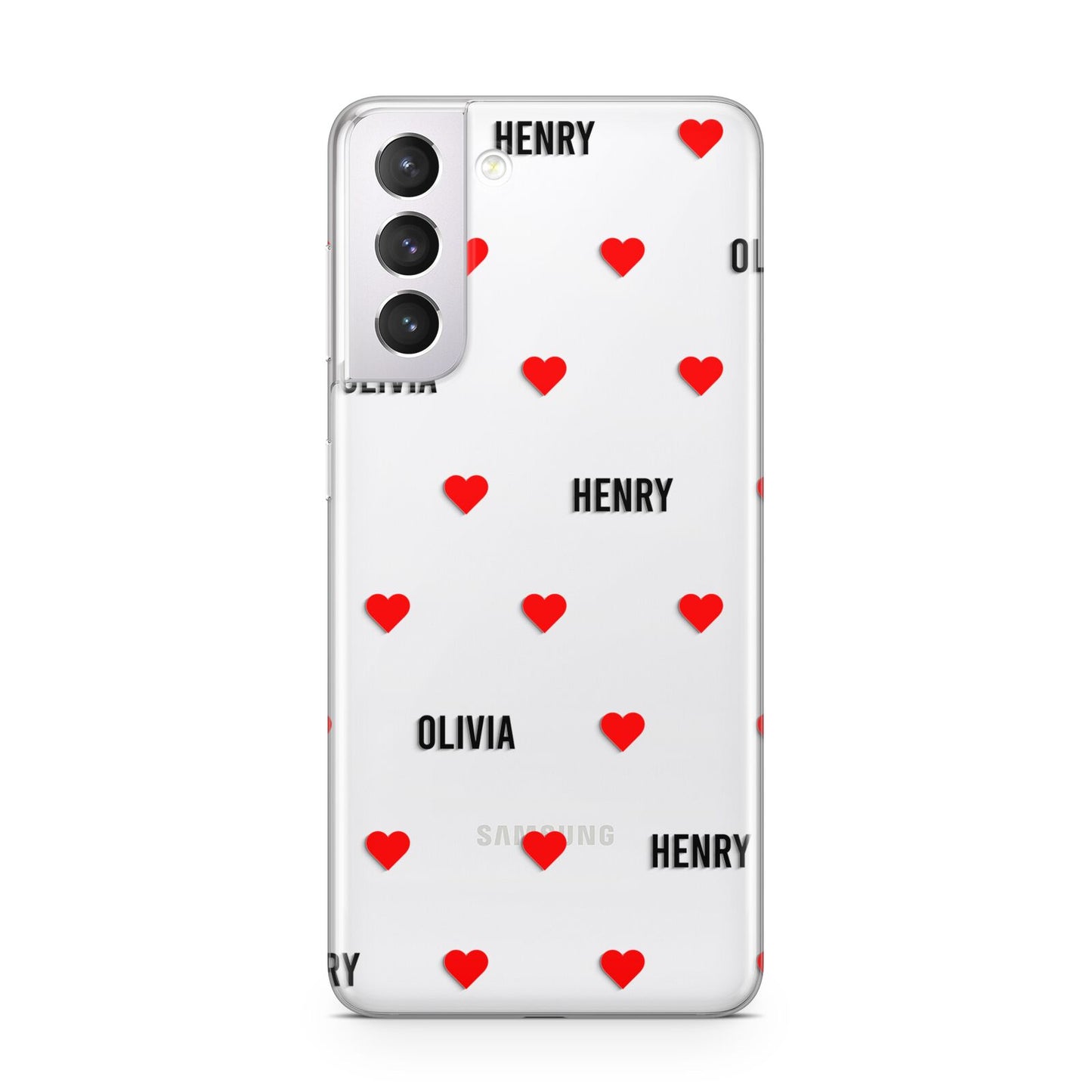 Red Hearts with Couple s Names Samsung S21 Case