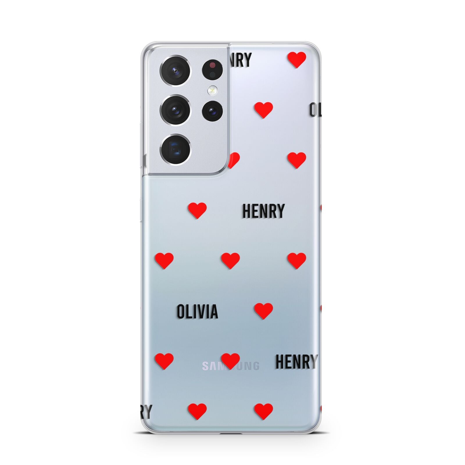 Red Hearts with Couple s Names Samsung S21 Ultra Case