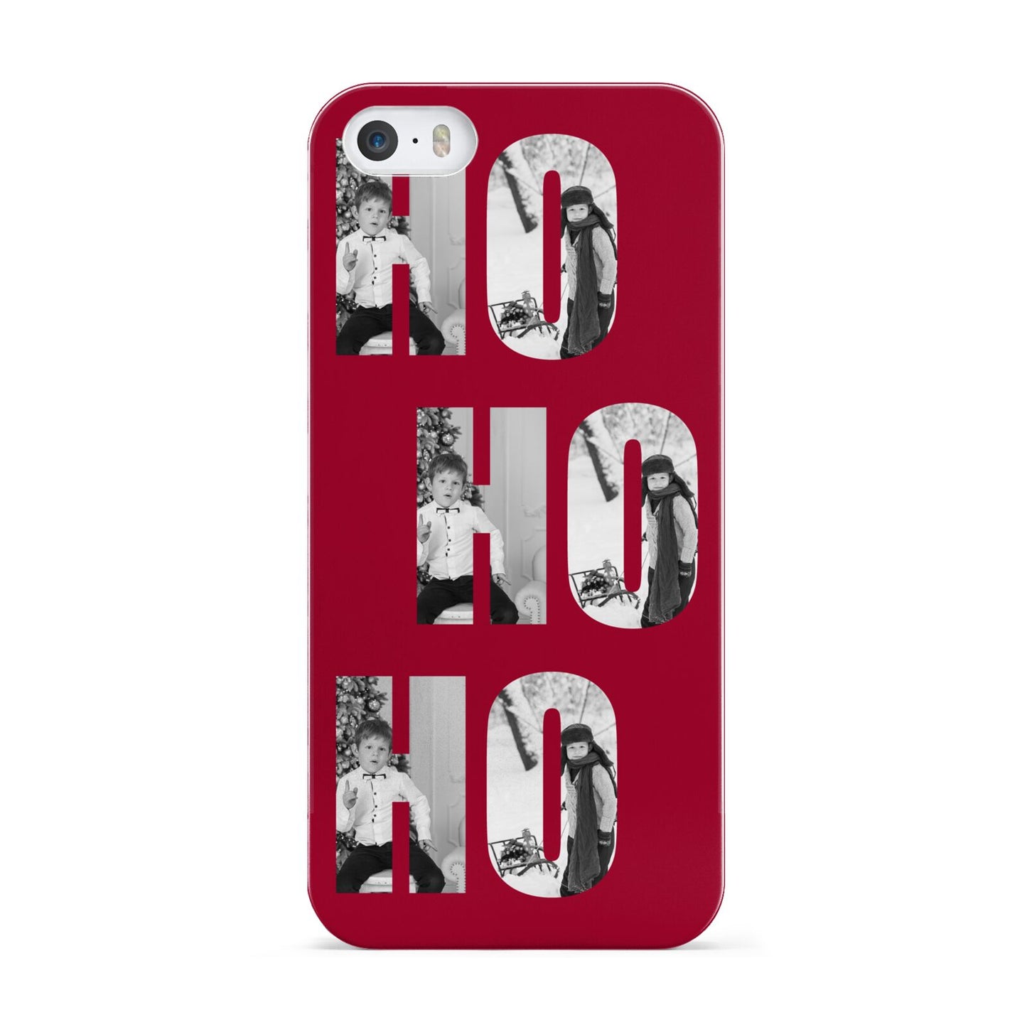 Red Ho Ho Ho Photo Upload Christmas Apple iPhone 5 Case