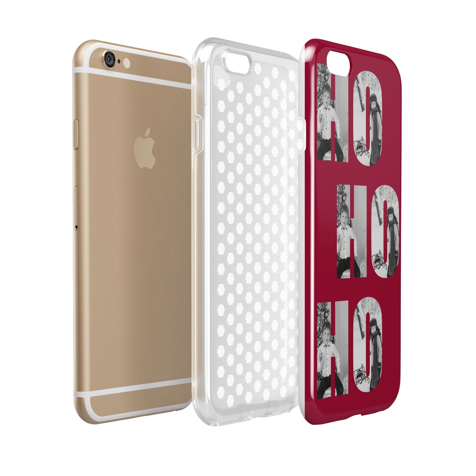 Red Ho Ho Ho Photo Upload Christmas Apple iPhone 6 3D Tough Case Expanded view