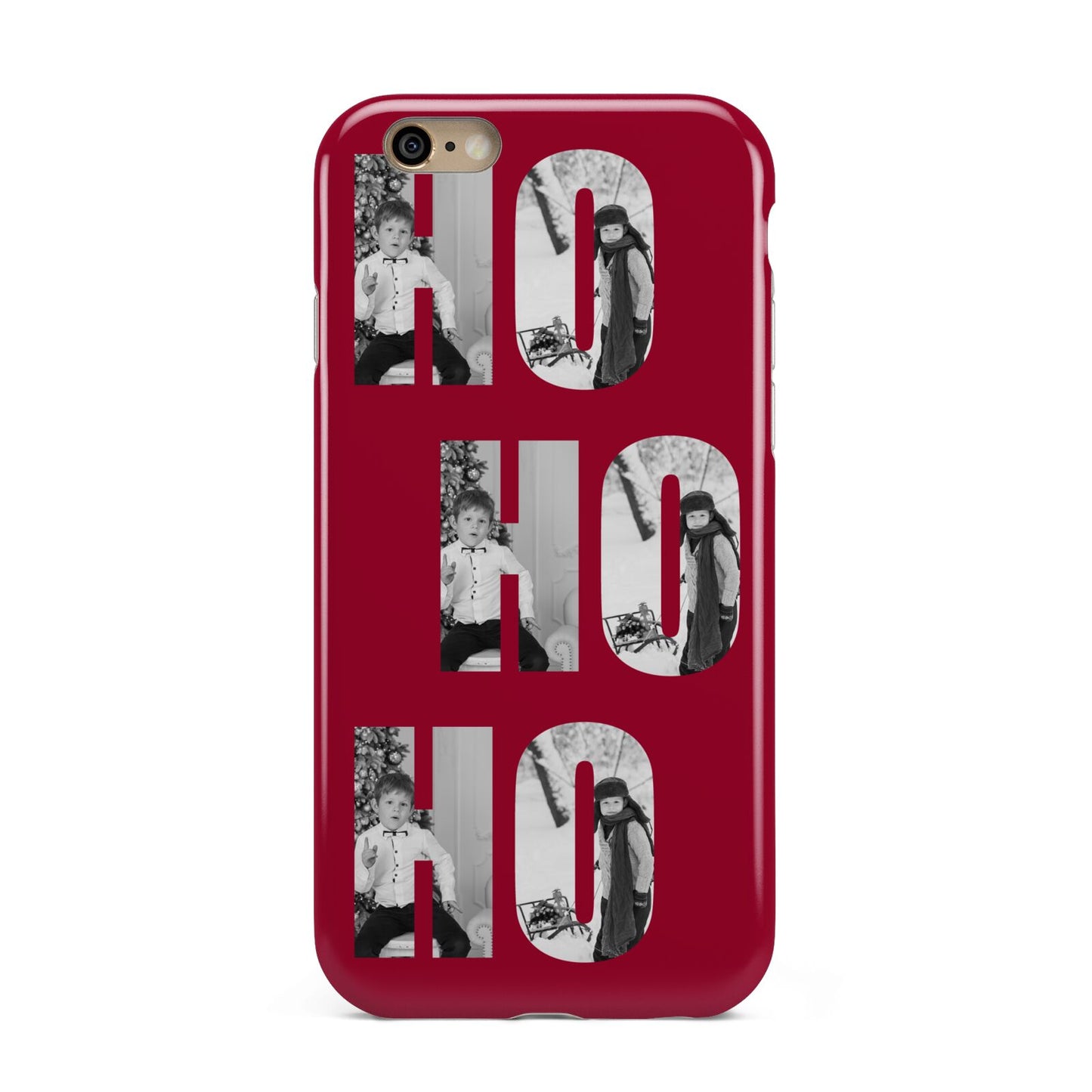 Red Ho Ho Ho Photo Upload Christmas Apple iPhone 6 3D Tough Case