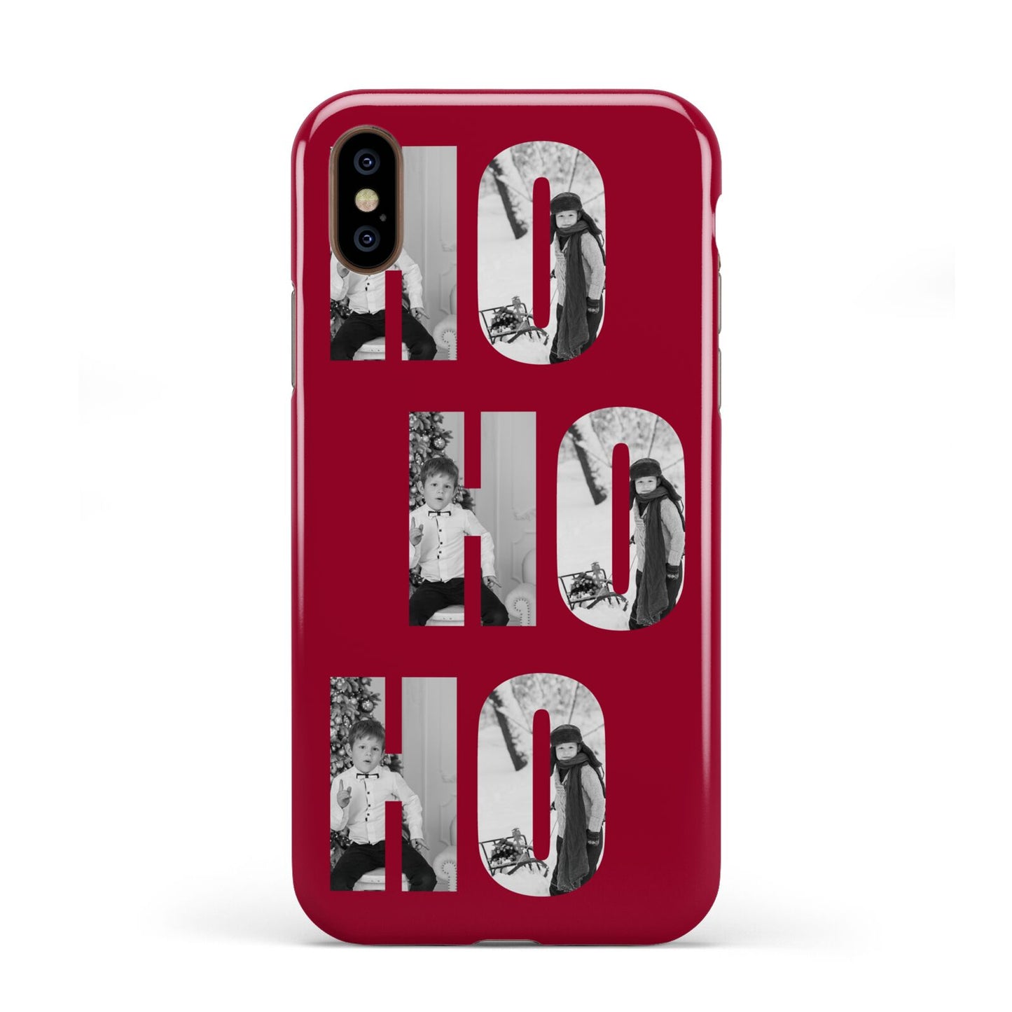 Red Ho Ho Ho Photo Upload Christmas Apple iPhone XS 3D Tough