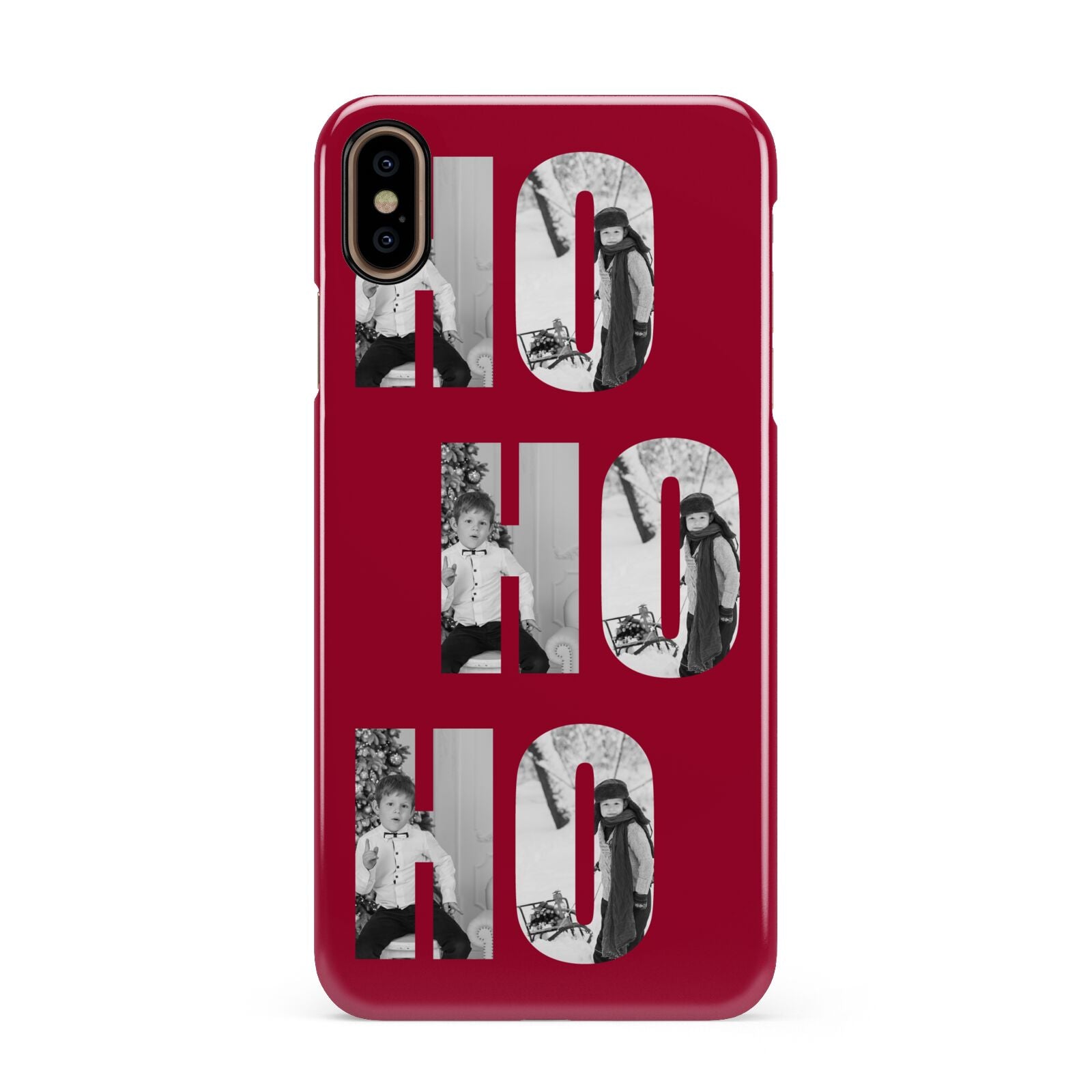 Red Ho Ho Ho Photo Upload Christmas Apple iPhone Xs Max 3D Snap Case