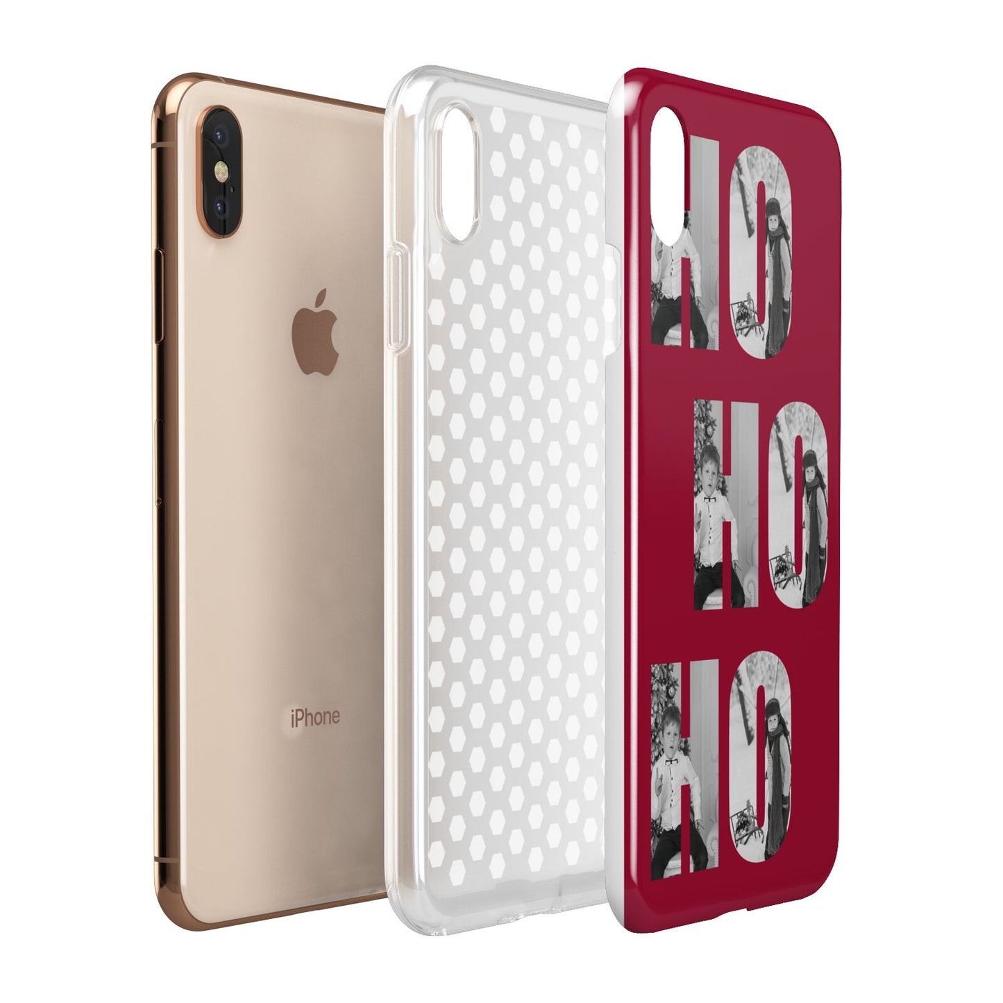 Red Ho Ho Ho Photo Upload Christmas Apple iPhone Xs Max 3D Tough Case Expanded View