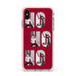 Red Ho Ho Ho Photo Upload Christmas Apple iPhone Xs Max Impact Case Pink Edge on Silver Phone