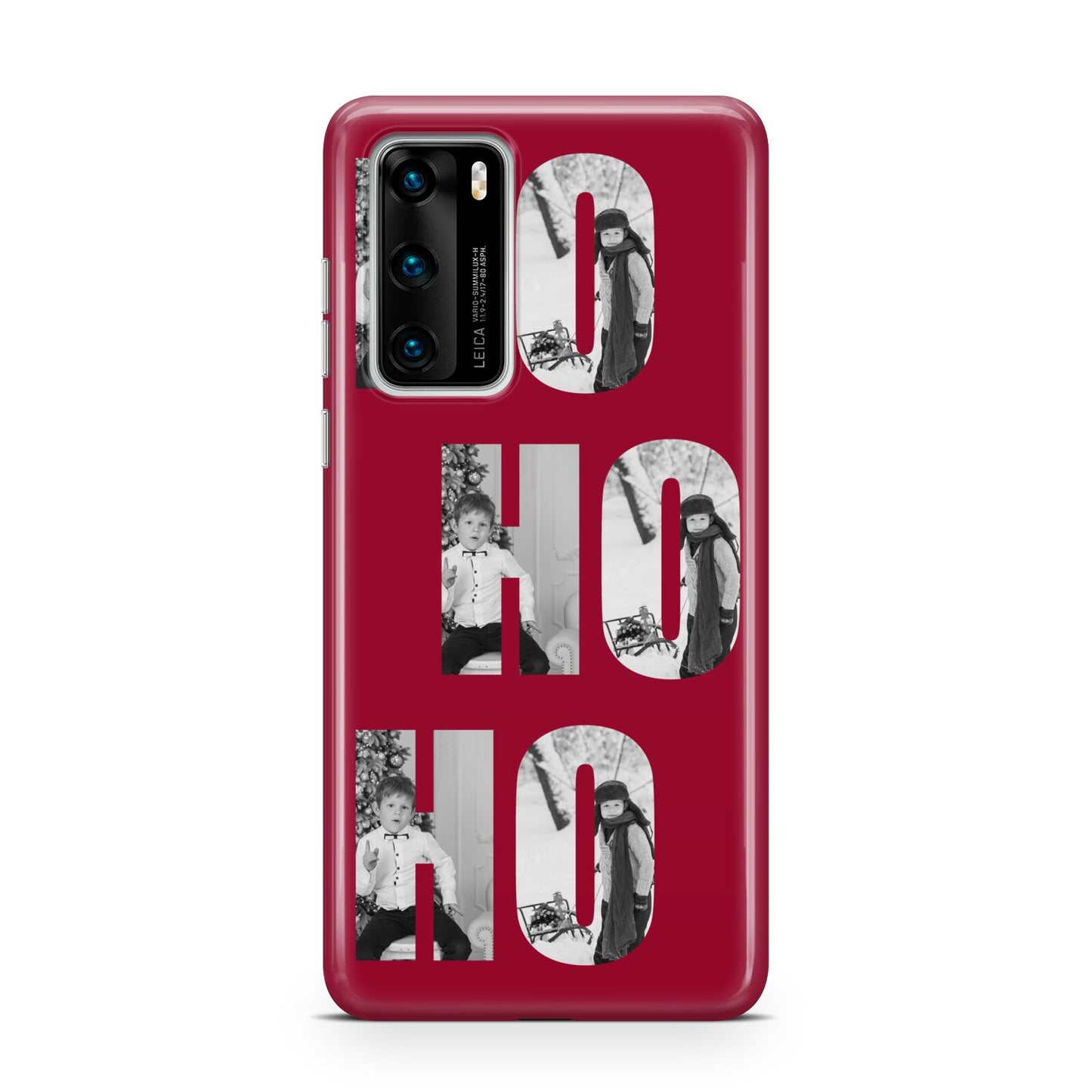 Red Ho Ho Ho Photo Upload Christmas Huawei P40 Phone Case