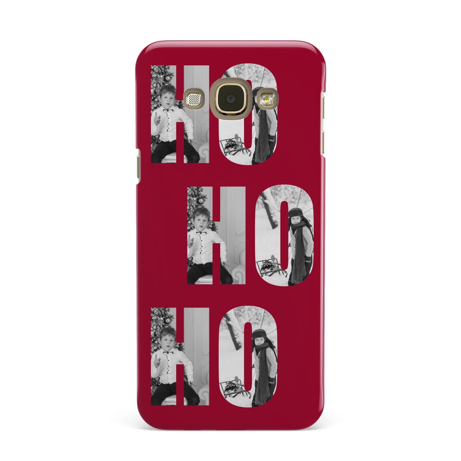 Red Ho Ho Ho Photo Upload Christmas Samsung Galaxy A8 Case