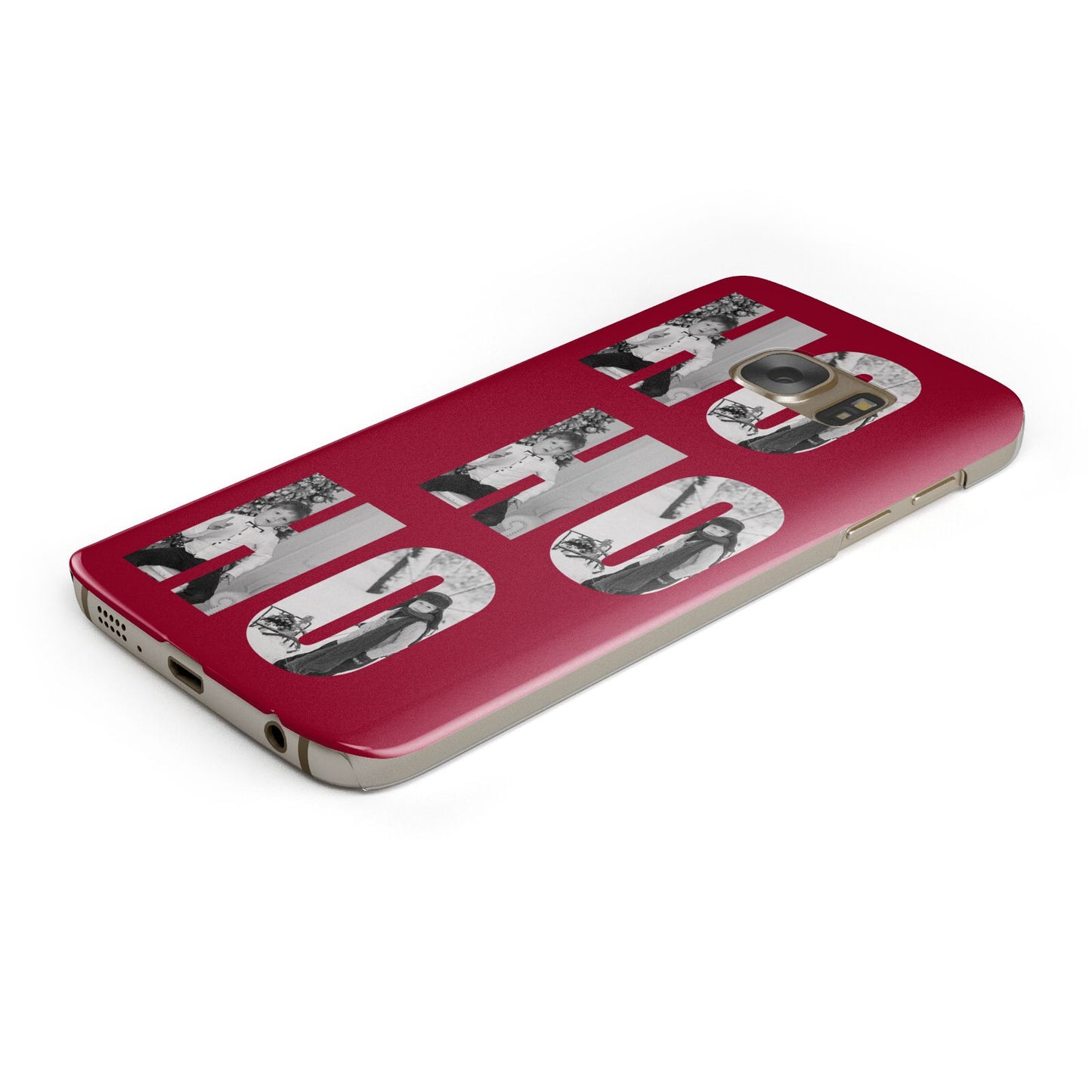 Red Ho Ho Ho Photo Upload Christmas Samsung Galaxy Case Bottom Cutout