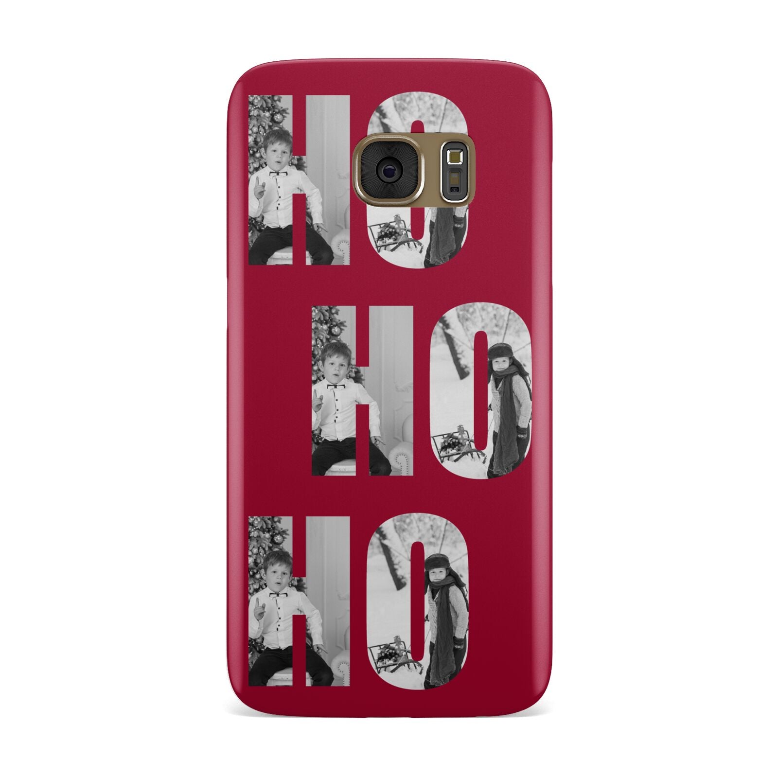 Red Ho Ho Ho Photo Upload Christmas Samsung Galaxy Case