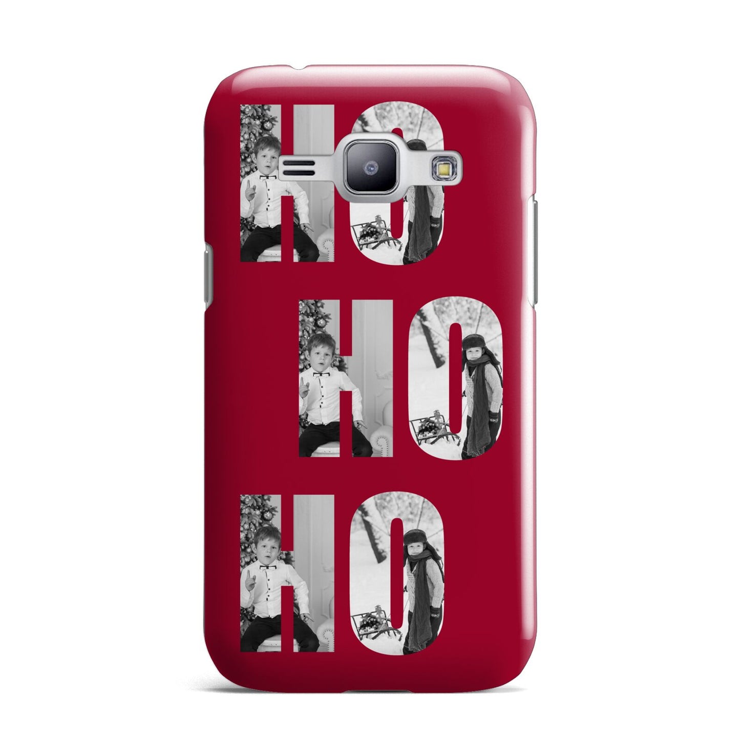 Red Ho Ho Ho Photo Upload Christmas Samsung Galaxy J1 2015 Case