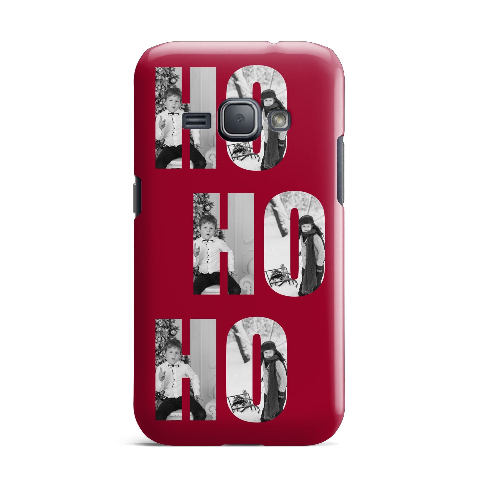 Red Ho Ho Ho Photo Upload Christmas Samsung Galaxy J1 2016 Case