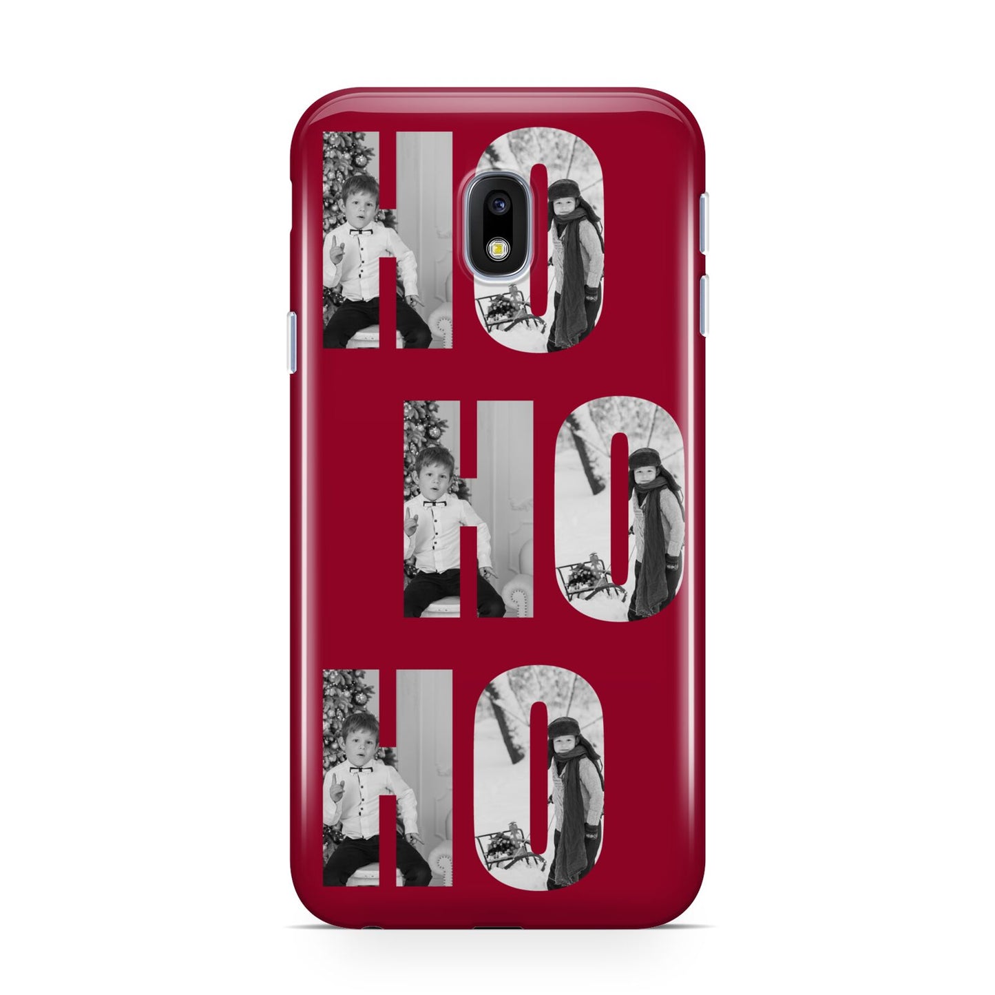 Red Ho Ho Ho Photo Upload Christmas Samsung Galaxy J3 2017 Case