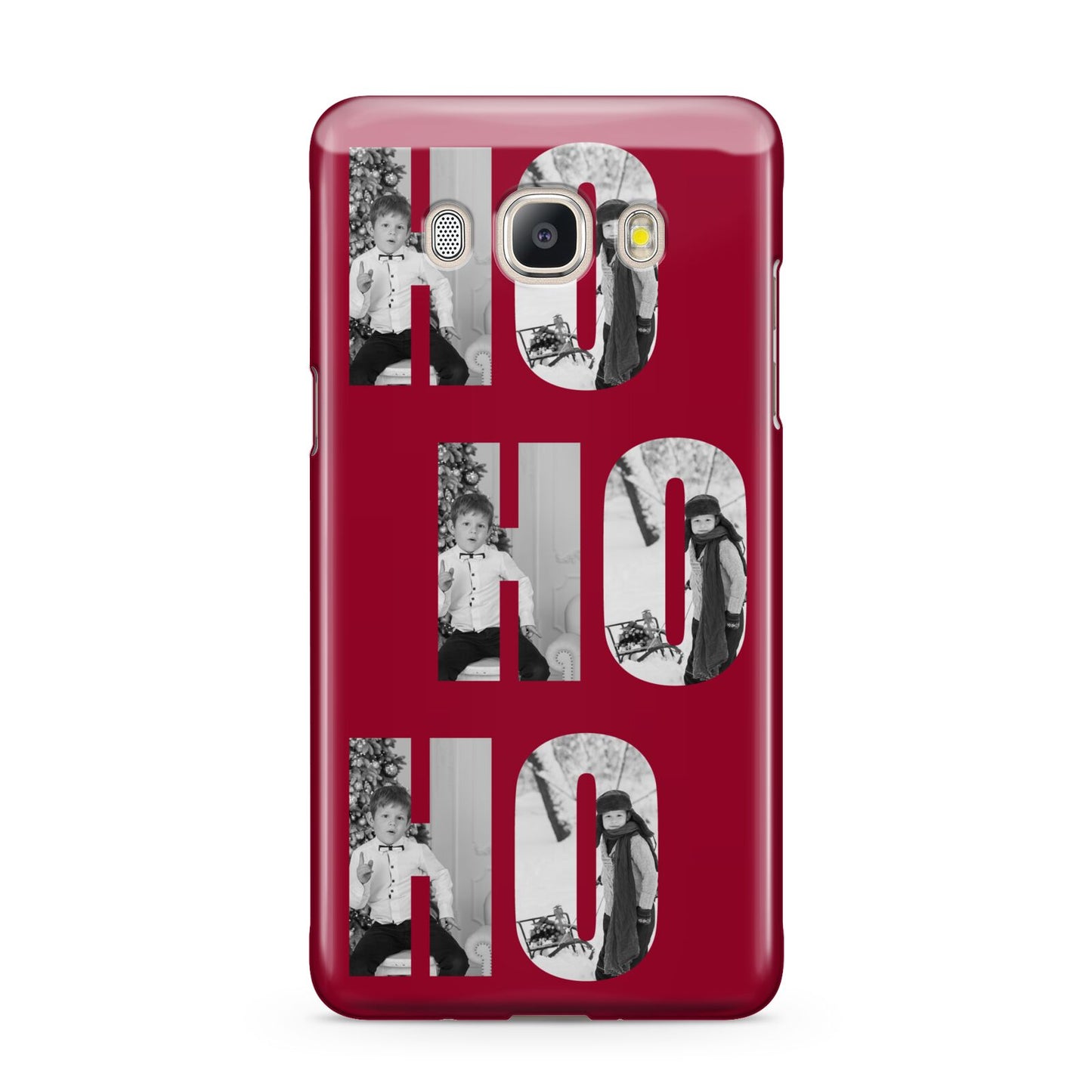 Red Ho Ho Ho Photo Upload Christmas Samsung Galaxy J5 2016 Case