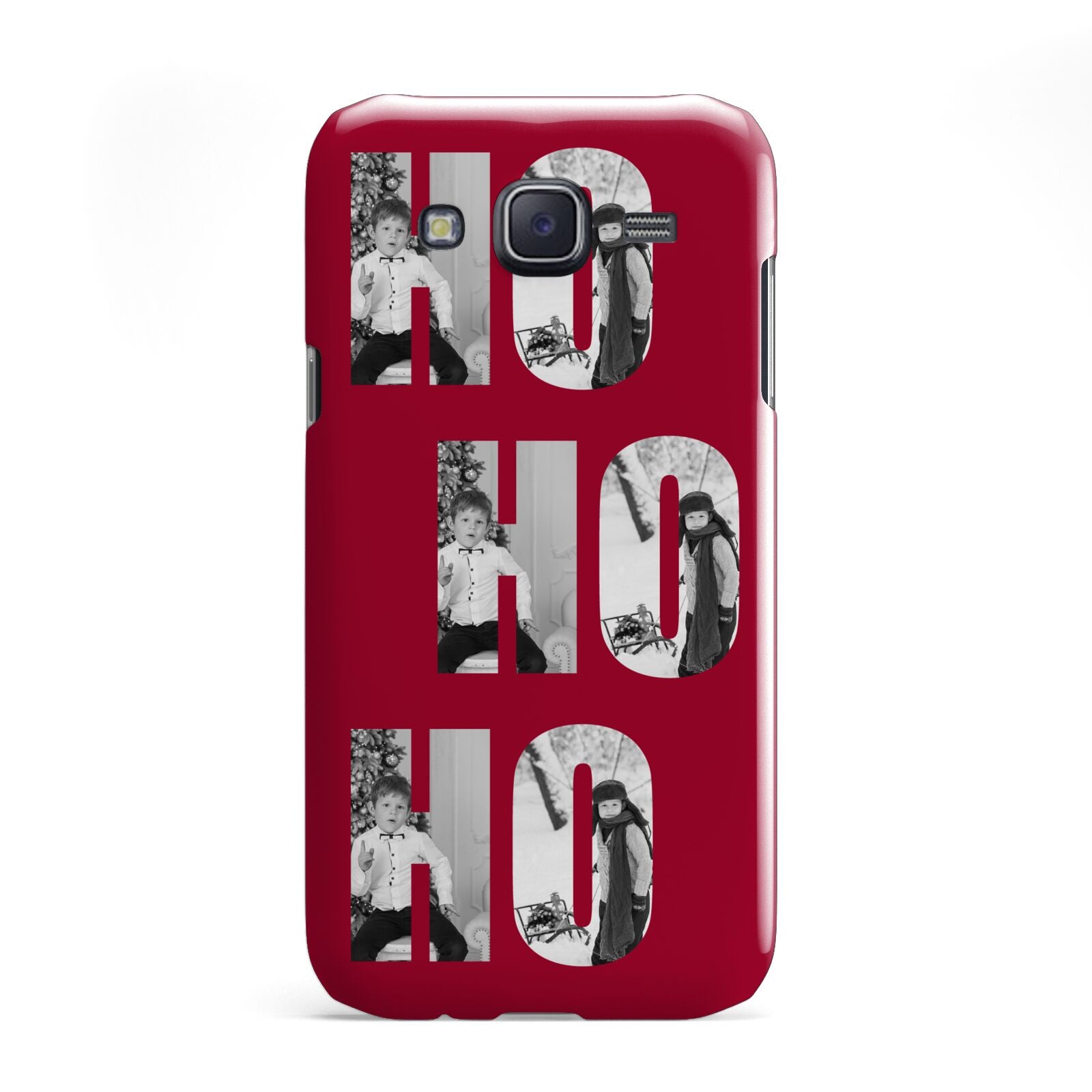 Red Ho Ho Ho Photo Upload Christmas Samsung Galaxy J5 Case