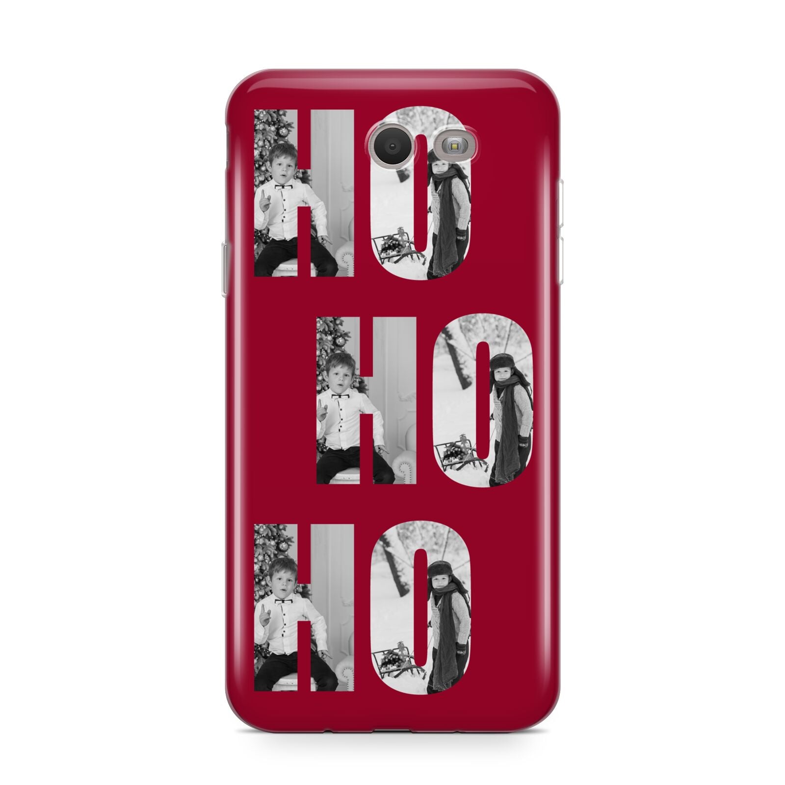 Red Ho Ho Ho Photo Upload Christmas Samsung Galaxy J7 2017 Case