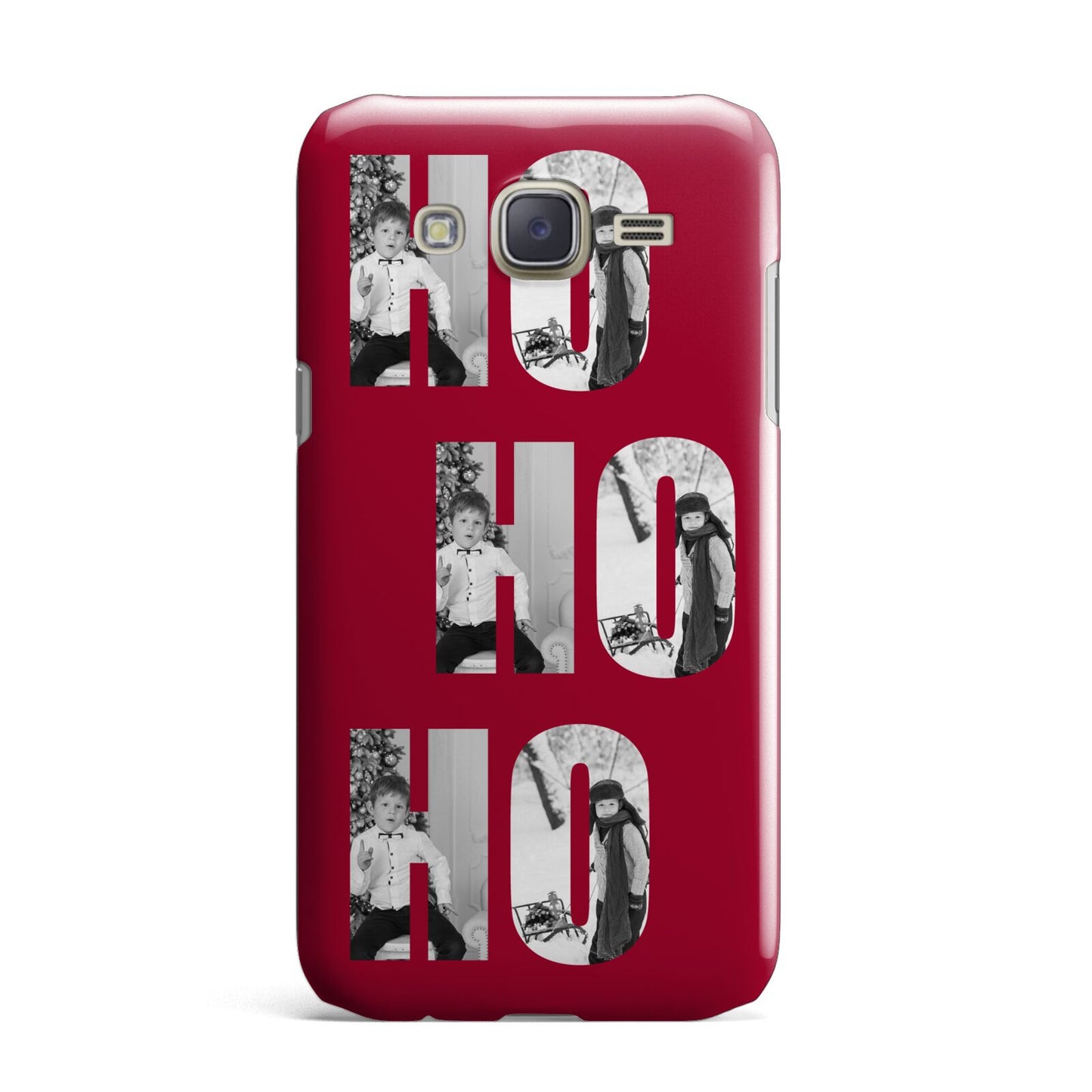 Red Ho Ho Ho Photo Upload Christmas Samsung Galaxy J7 Case