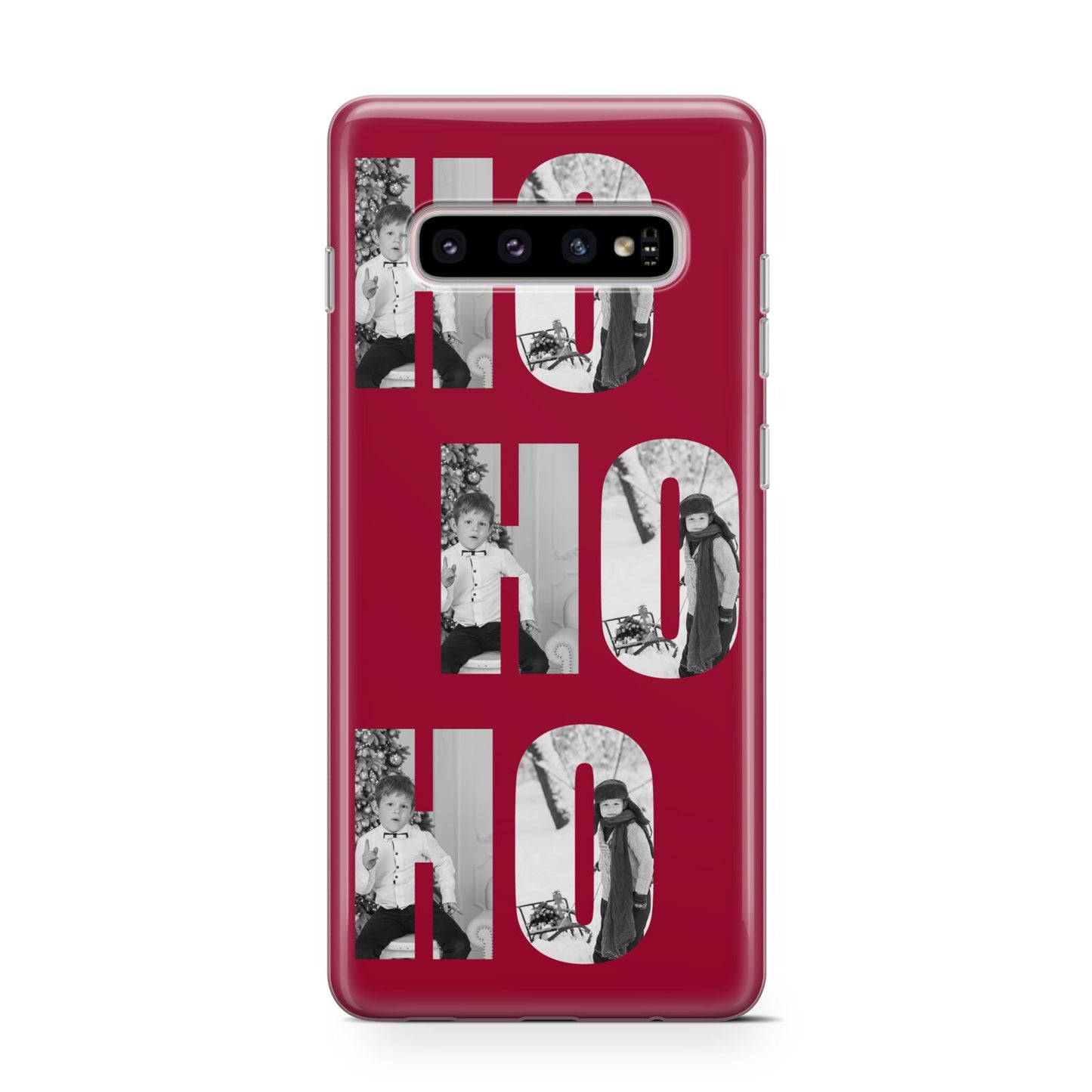 Red Ho Ho Ho Photo Upload Christmas Samsung Galaxy S10 Case