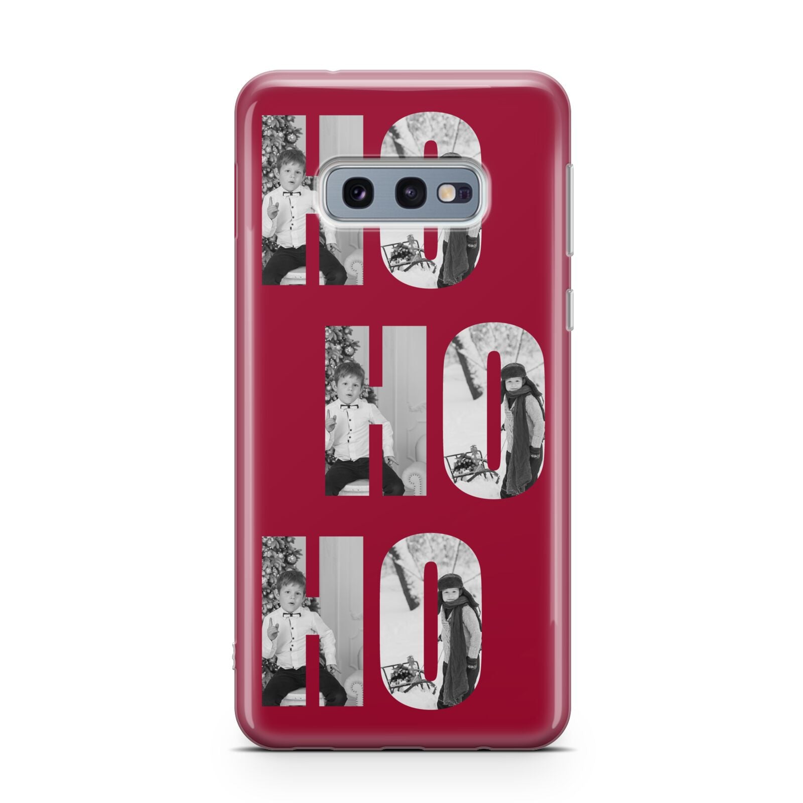 Red Ho Ho Ho Photo Upload Christmas Samsung Galaxy S10E Case