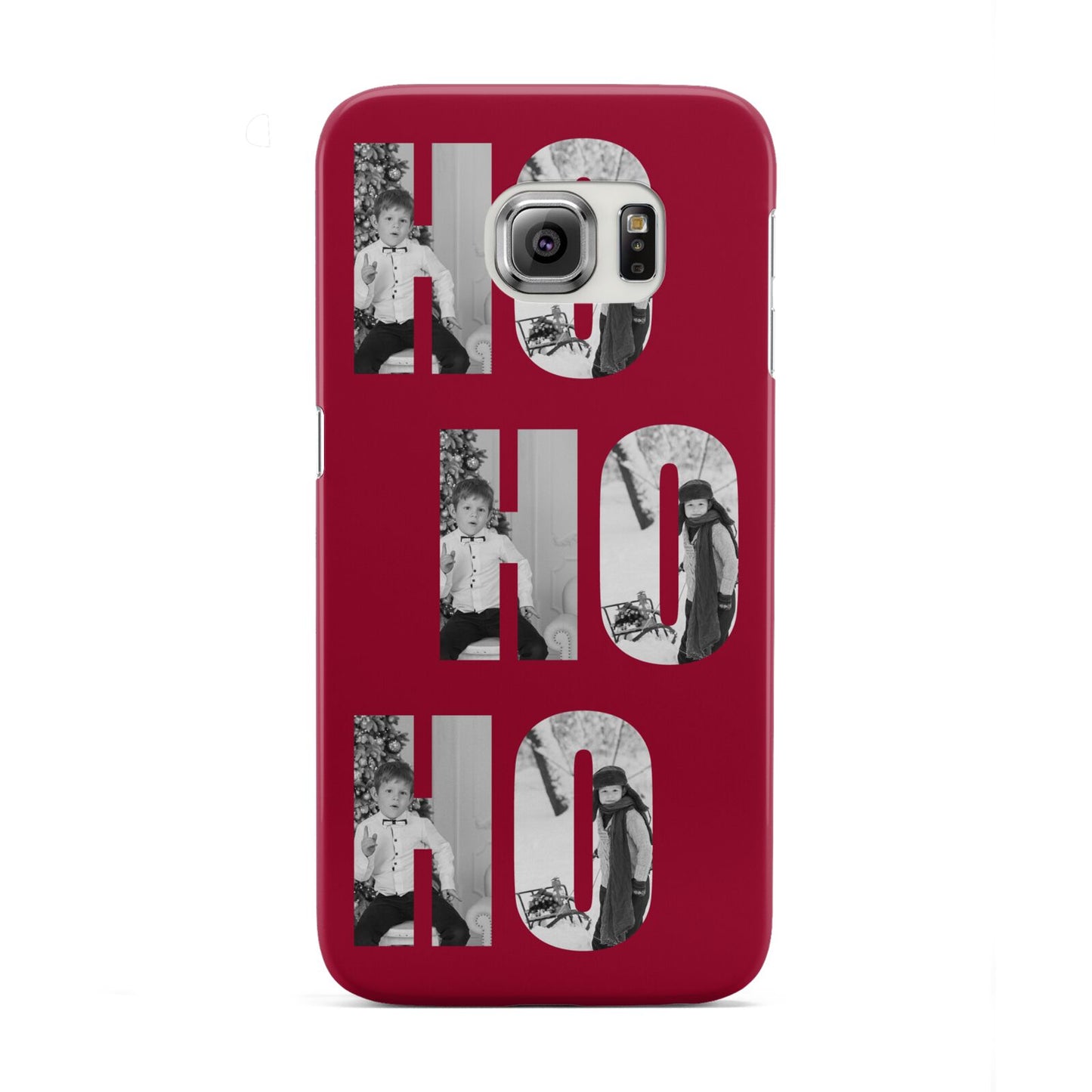 Red Ho Ho Ho Photo Upload Christmas Samsung Galaxy S6 Edge Case