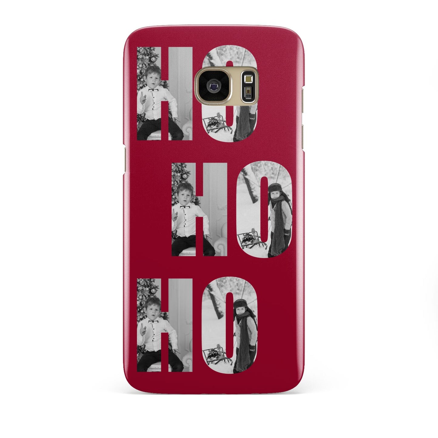 Red Ho Ho Ho Photo Upload Christmas Samsung Galaxy S7 Edge Case