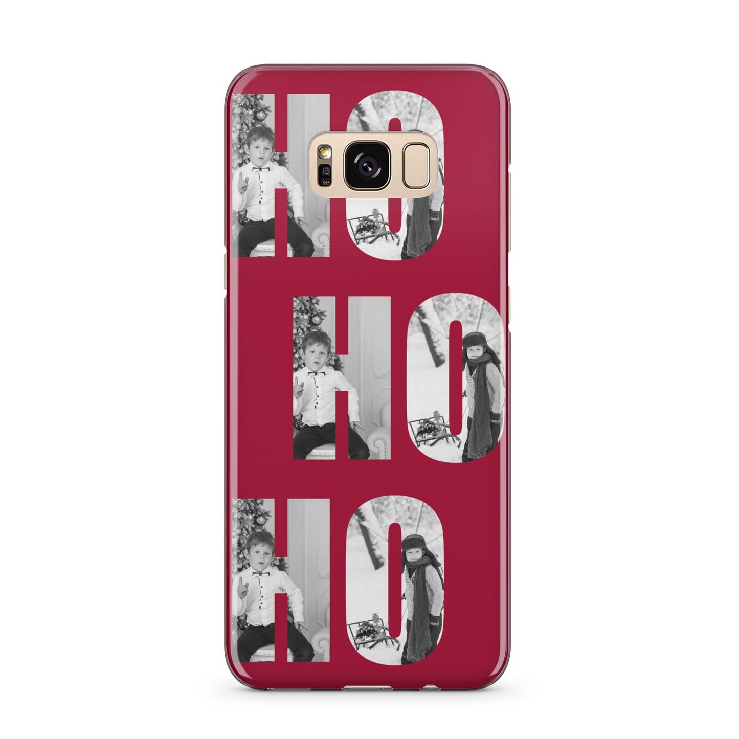 Red Ho Ho Ho Photo Upload Christmas Samsung Galaxy S8 Plus Case