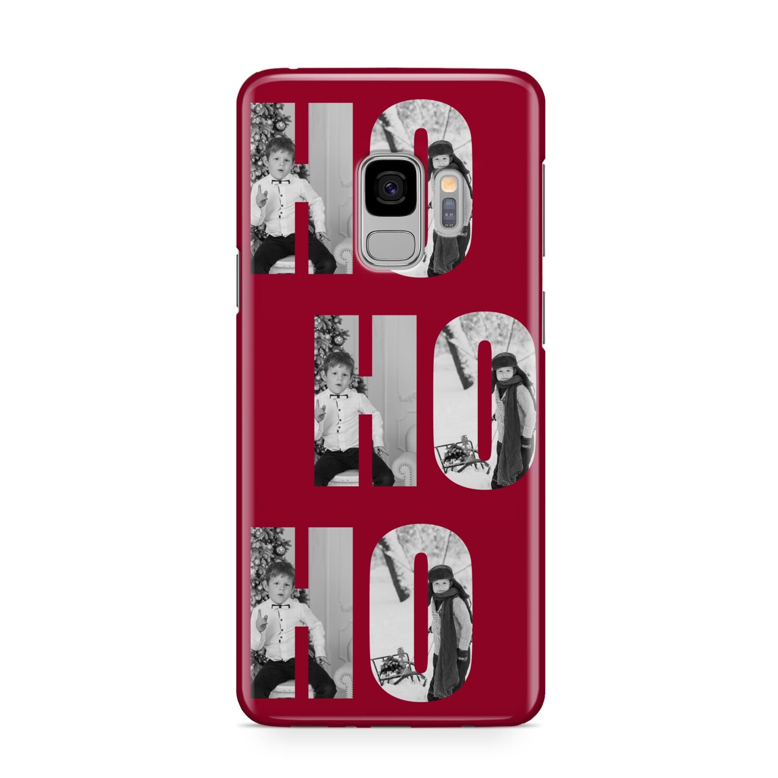 Red Ho Ho Ho Photo Upload Christmas Samsung Galaxy S9 Case