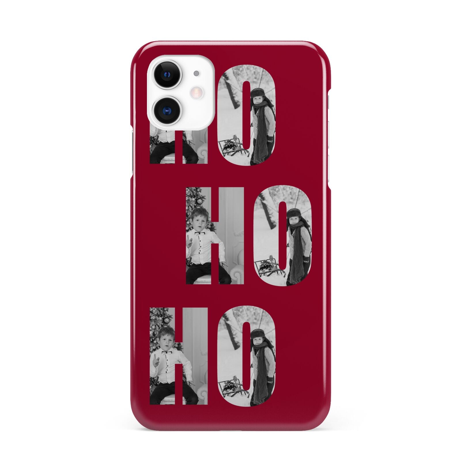 Red Ho Ho Ho Photo Upload Christmas iPhone 11 3D Snap Case