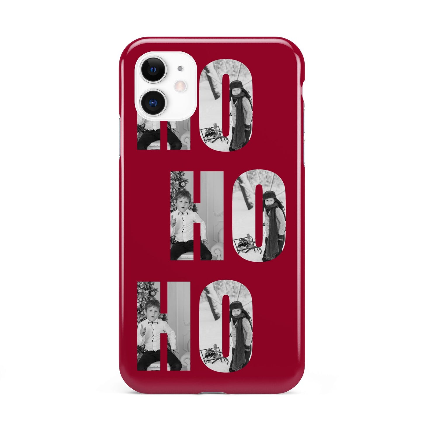 Red Ho Ho Ho Photo Upload Christmas iPhone 11 3D Tough Case