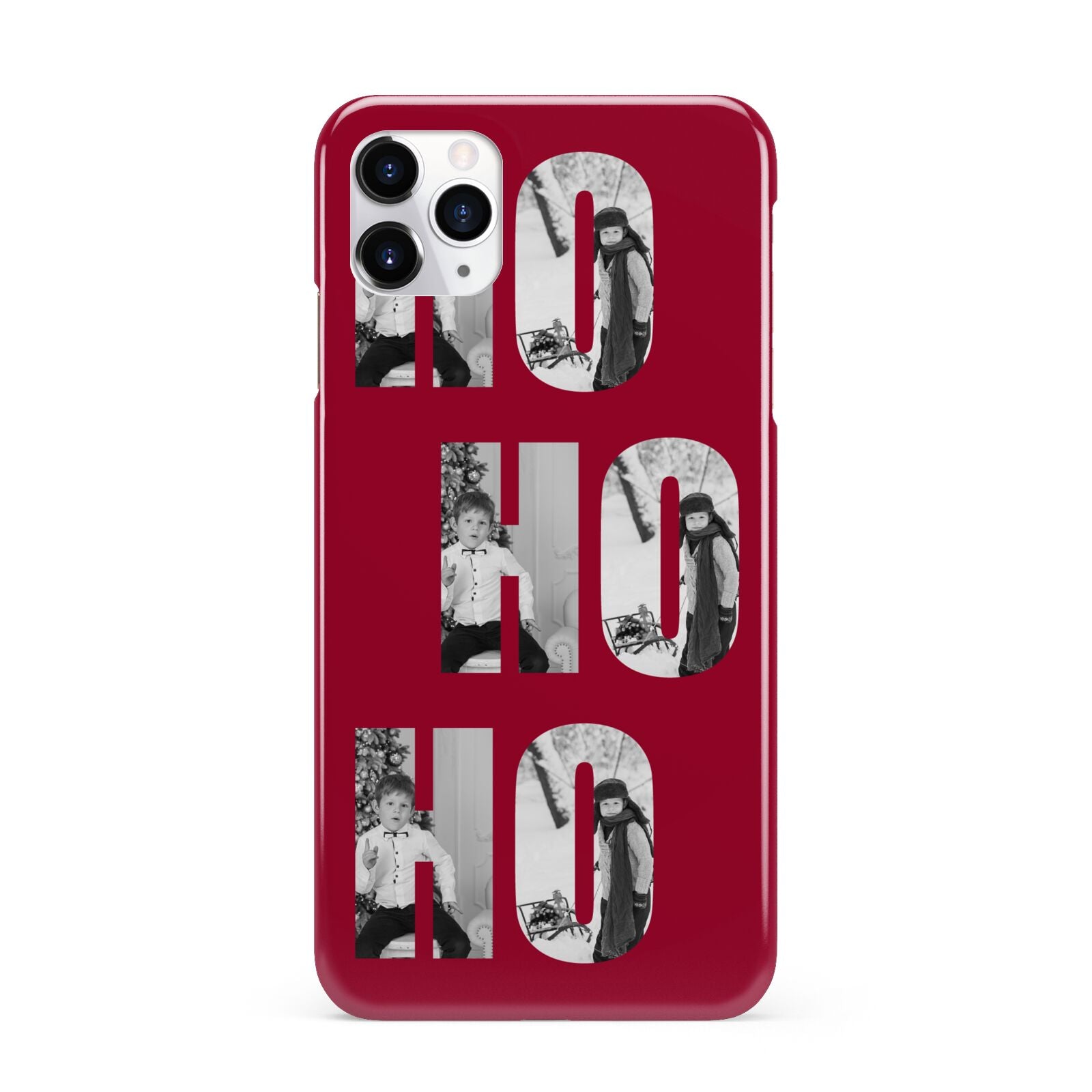 Red Ho Ho Ho Photo Upload Christmas iPhone 11 Pro Max 3D Snap Case