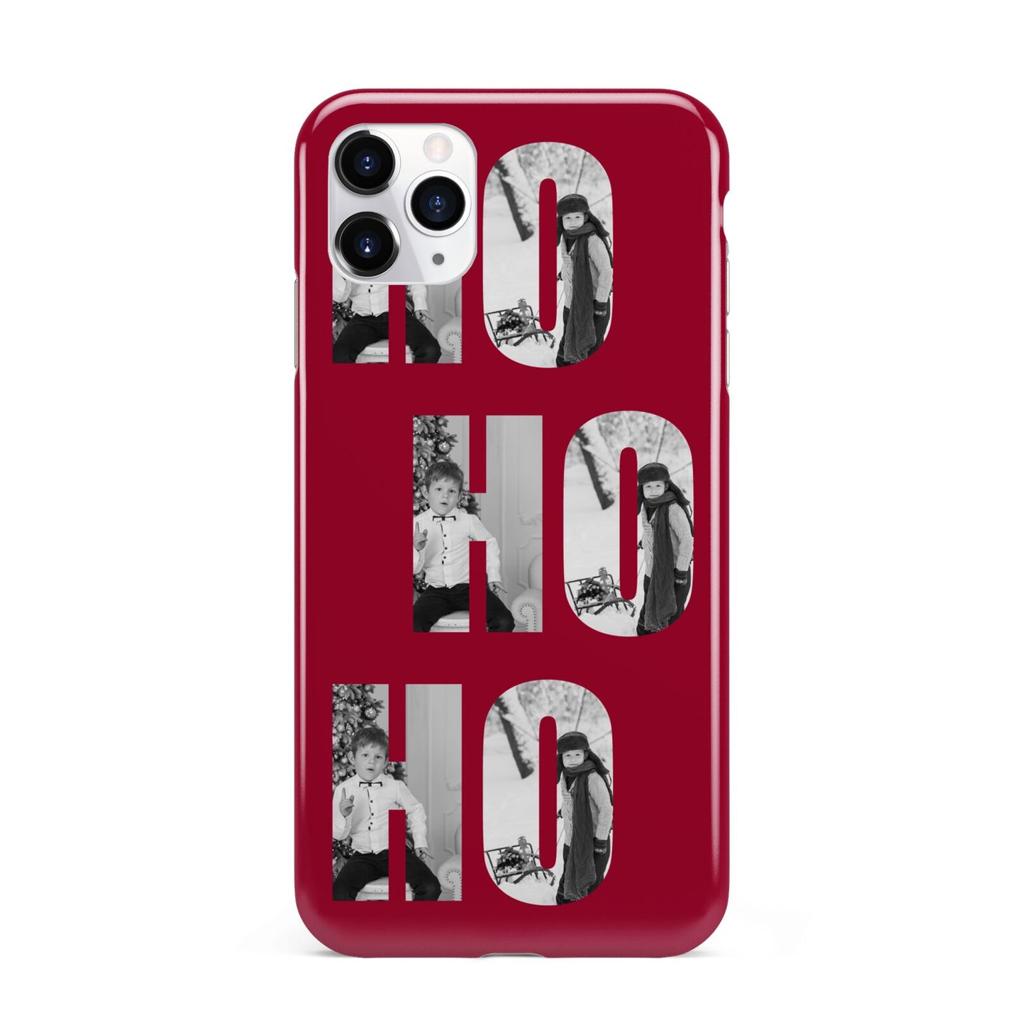 Red Ho Ho Ho Photo Upload Christmas iPhone 11 Pro Max 3D Tough Case