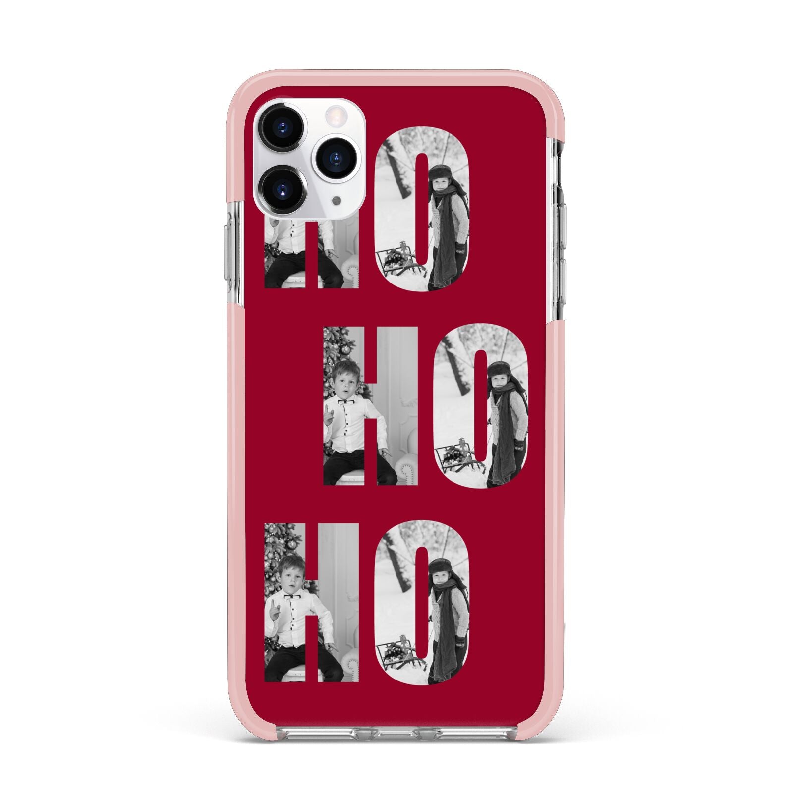 Red Ho Ho Ho Photo Upload Christmas iPhone 11 Pro Max Impact Pink Edge Case