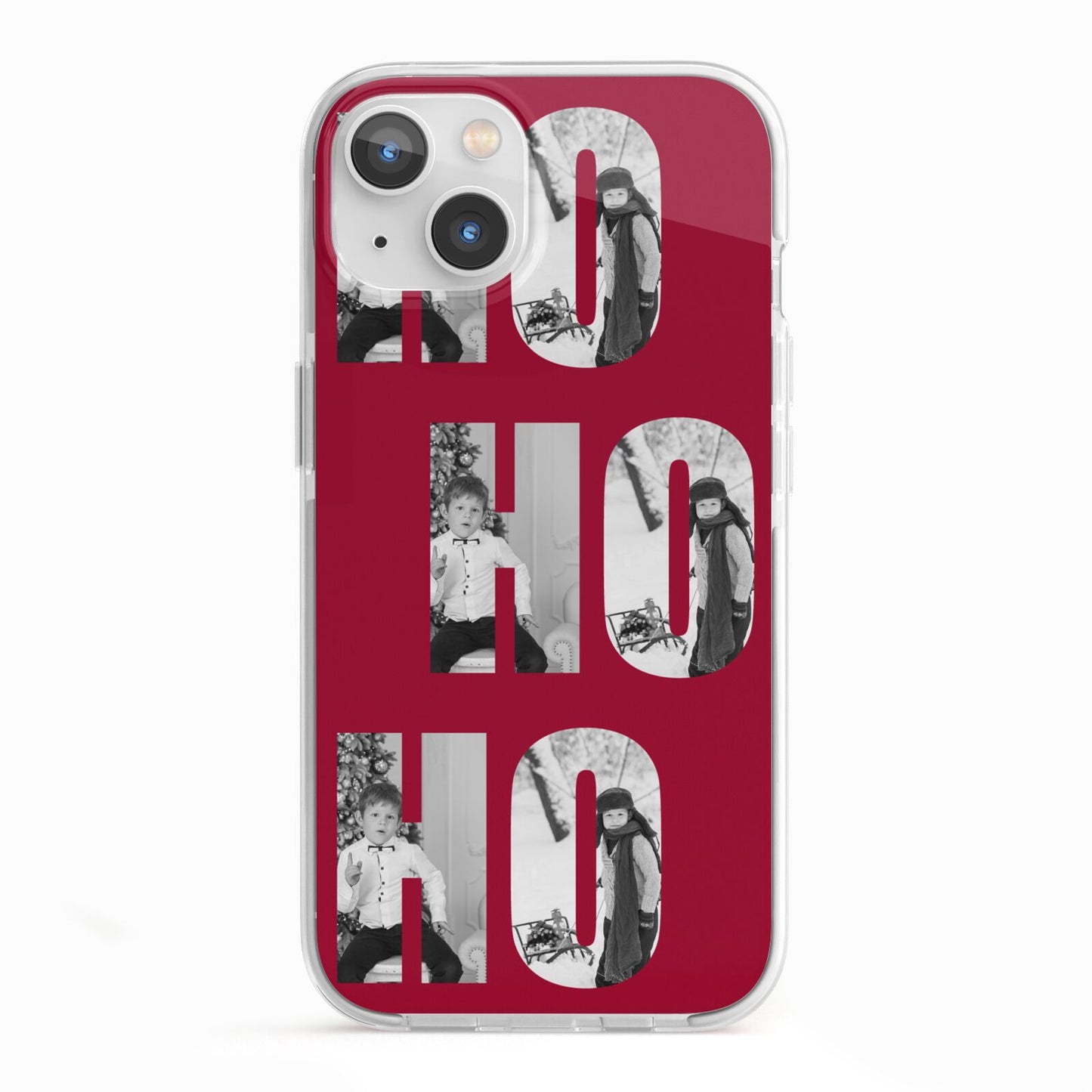 Red Ho Ho Ho Photo Upload Christmas iPhone 13 TPU Impact Case with White Edges