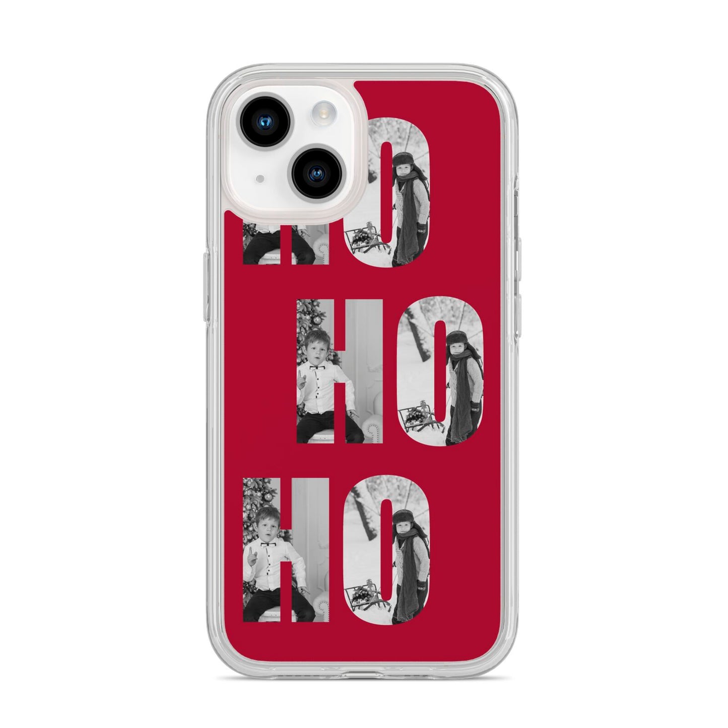 Red Ho Ho Ho Photo Upload Christmas iPhone 14 Clear Tough Case Starlight